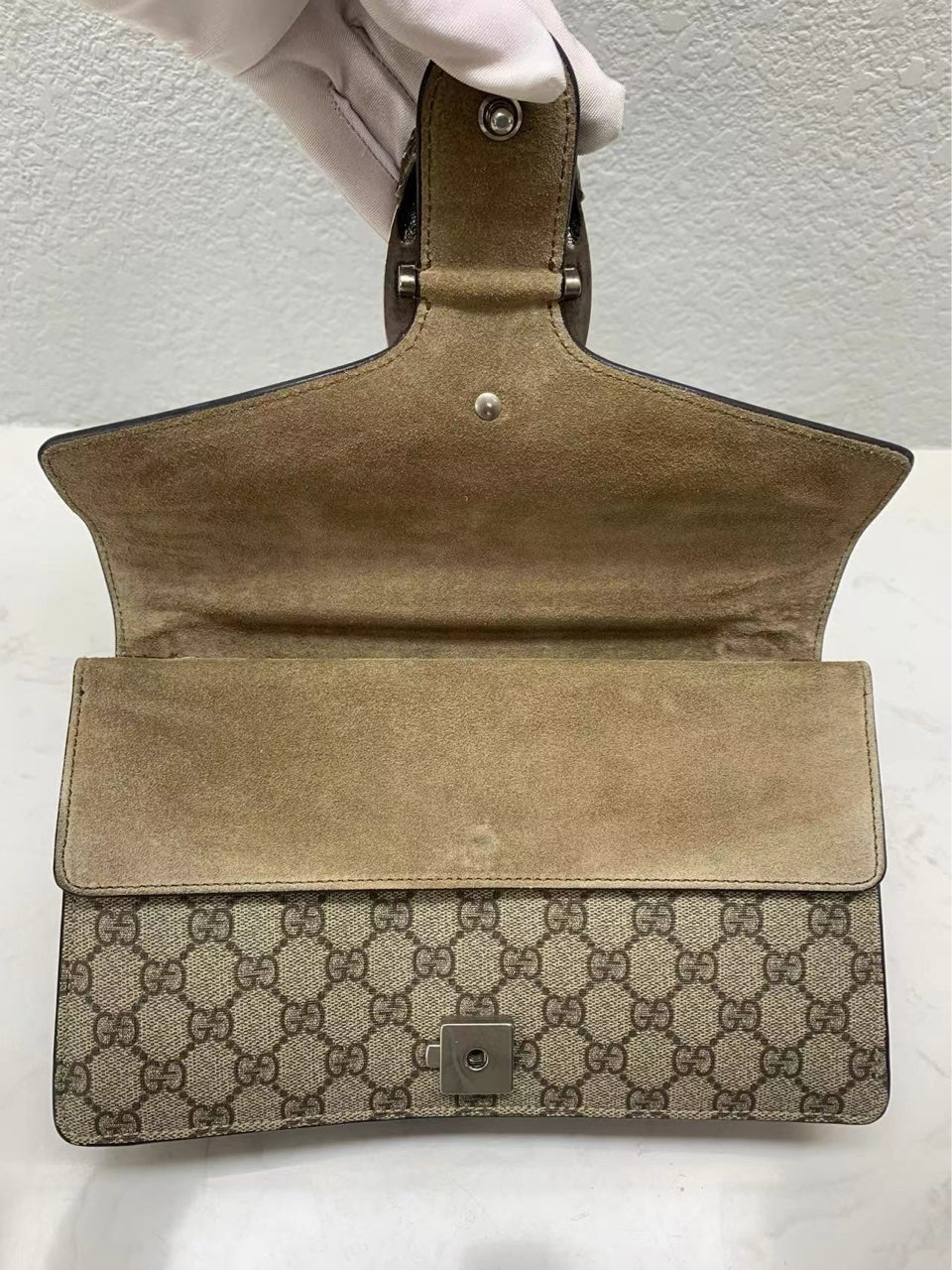 Gucci - Dionysus Shoulder Bag - GG Supreme canvas with suede and leather trim - Beige and Ebony - (Medium)