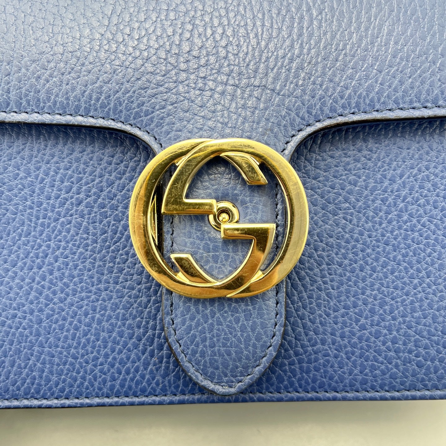 Gucci - Interlocking G Accordion Flap Bag - Leather - Blue - (Small)
