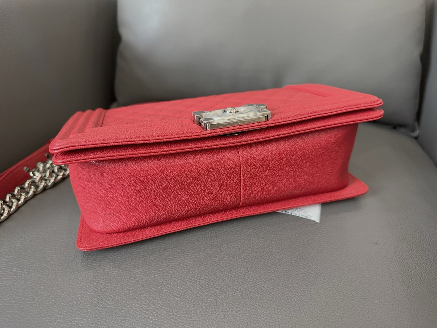 Chanel - Boy Bag - Grained calfskin leather - Red - (Medium)
