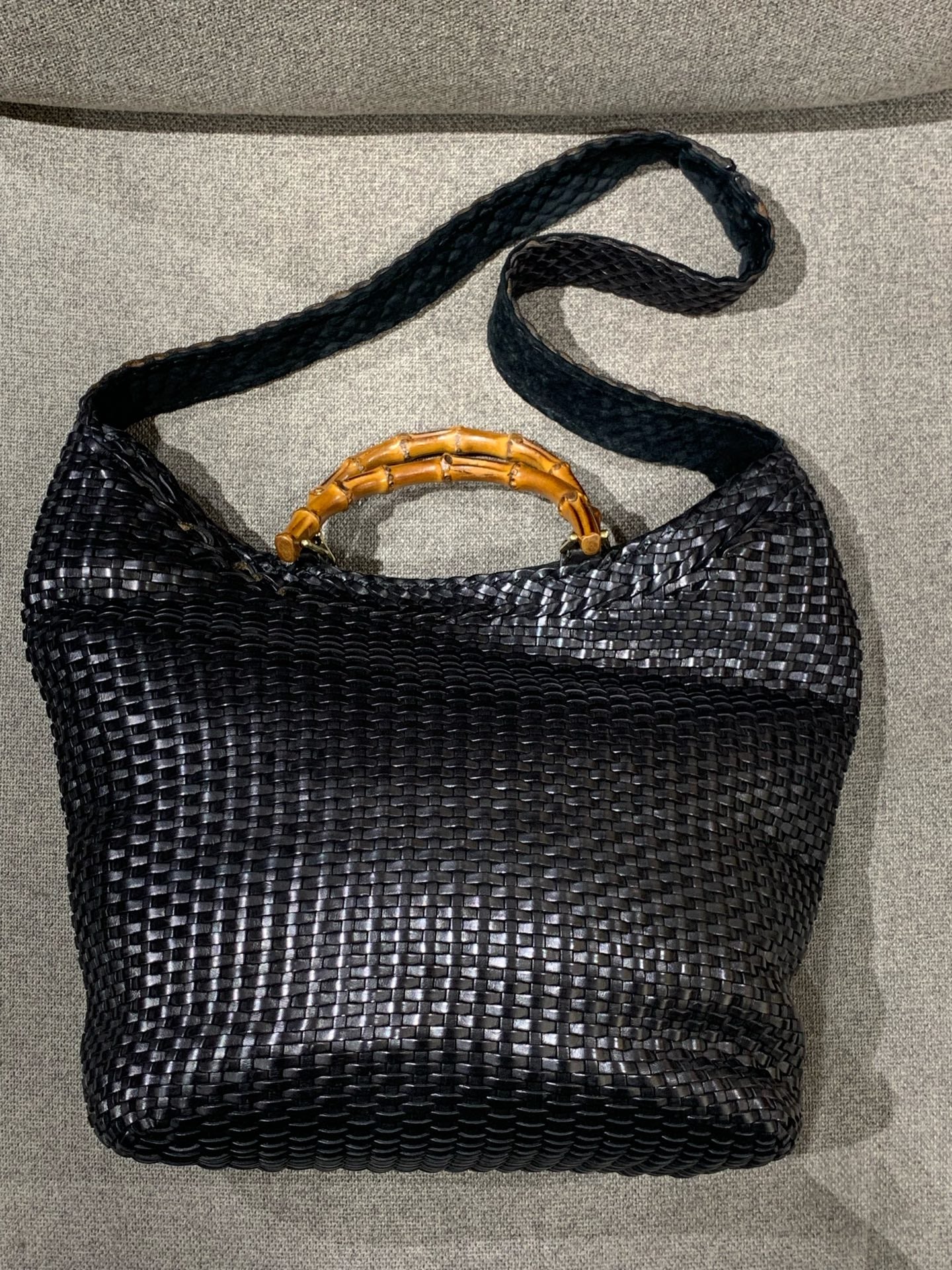 Gucci - Bamboo Woven Tote - Leather - Black - (medium)