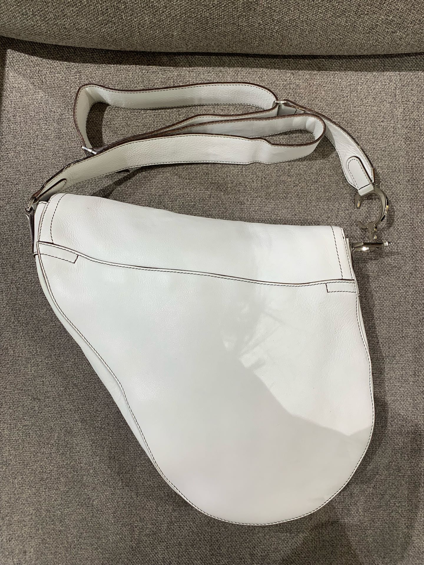 Dior - Saddle Bag - Grained calfskin leather - White - (medium)