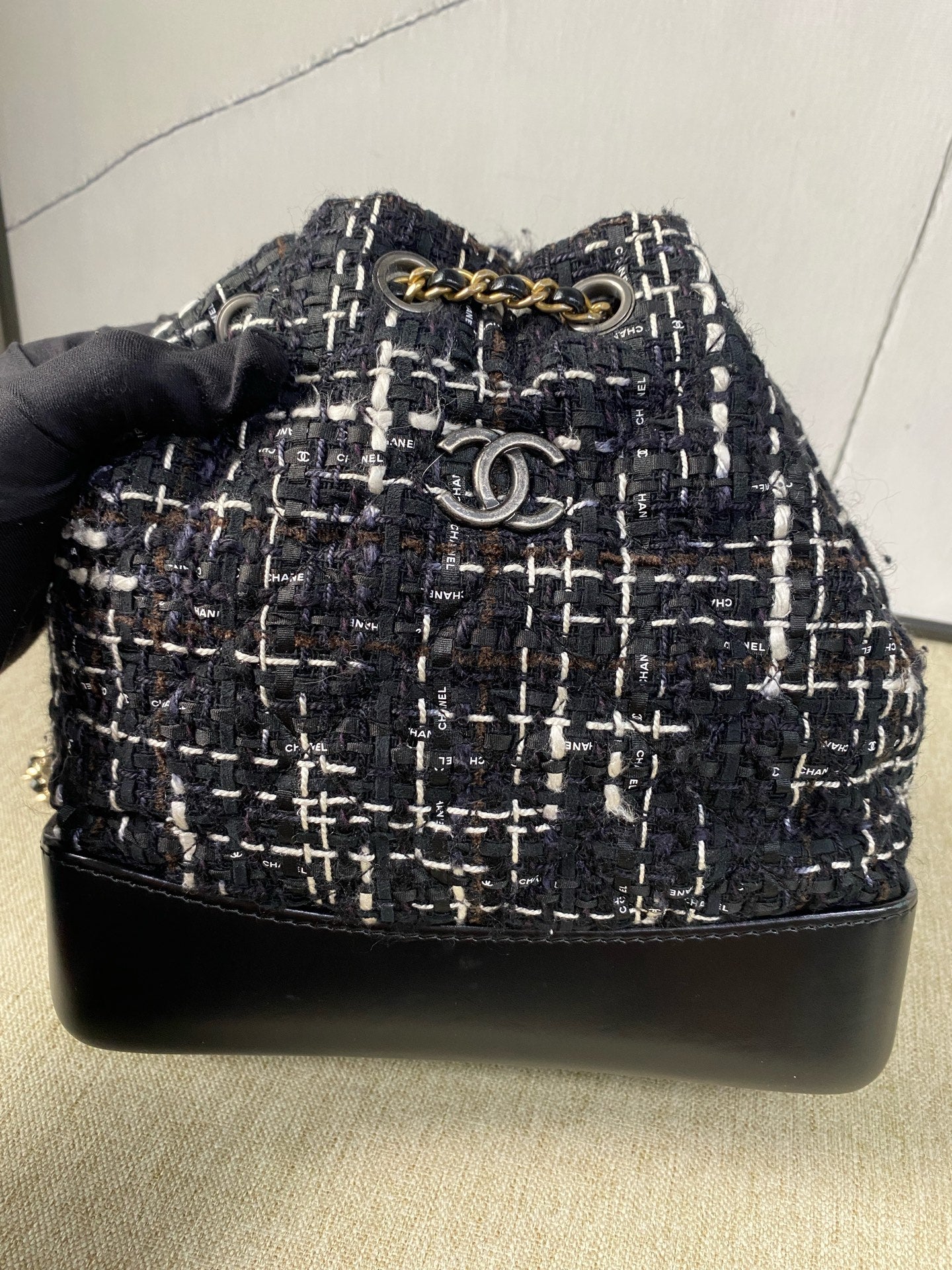 Chanel - Gabrielle Backpack Small - Tweed and Leather - Black, White - (Small)