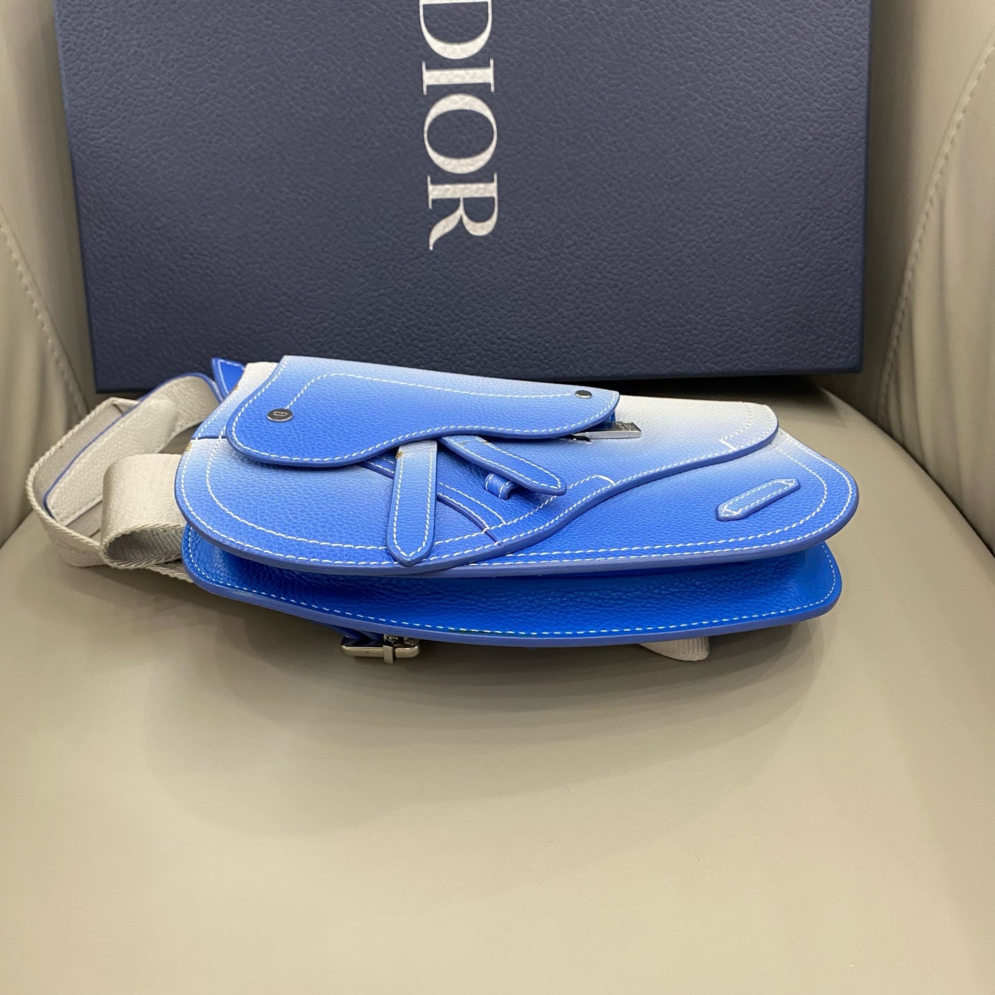 Dior - Saddle Belt Bag - Grained leather - Blue gradient - (Small)