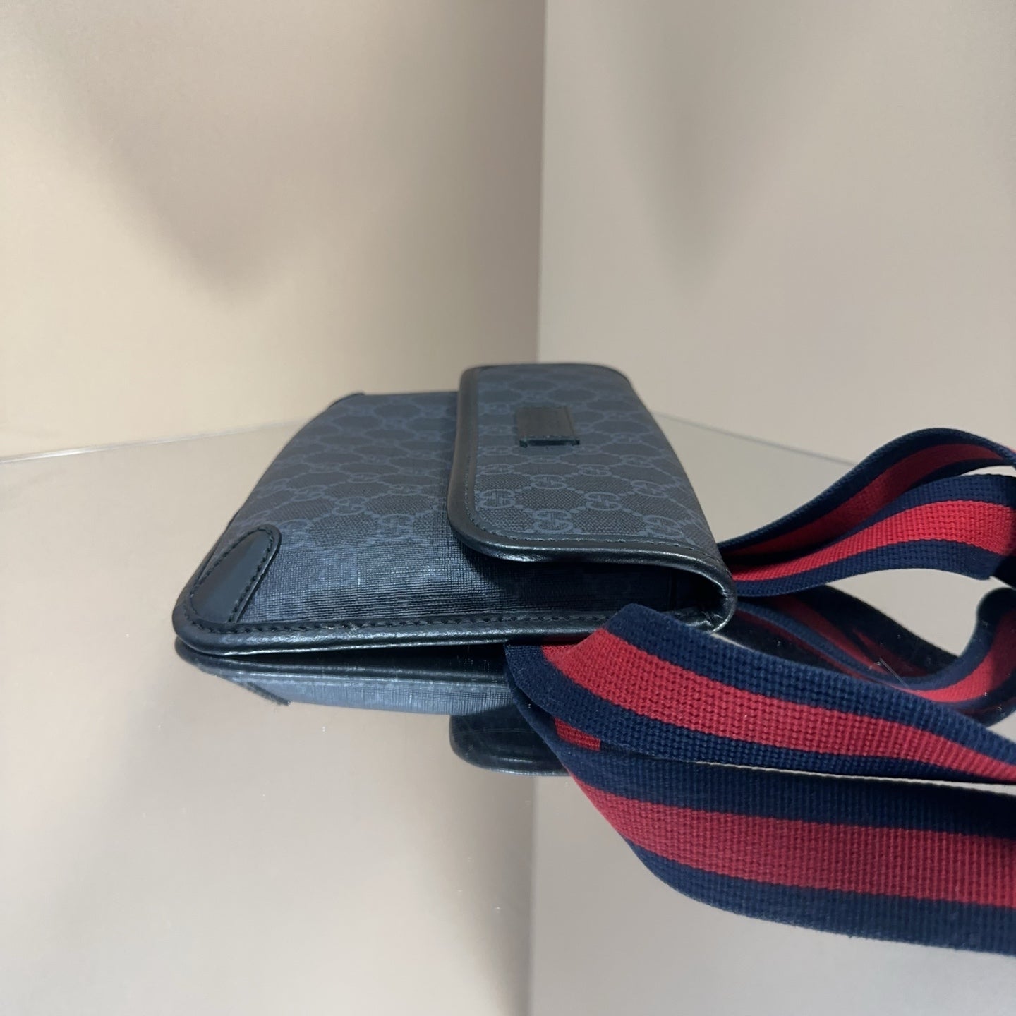 Gucci - GG Supreme Belt Bag - Coated canvas with leather trim - Black - (Small)