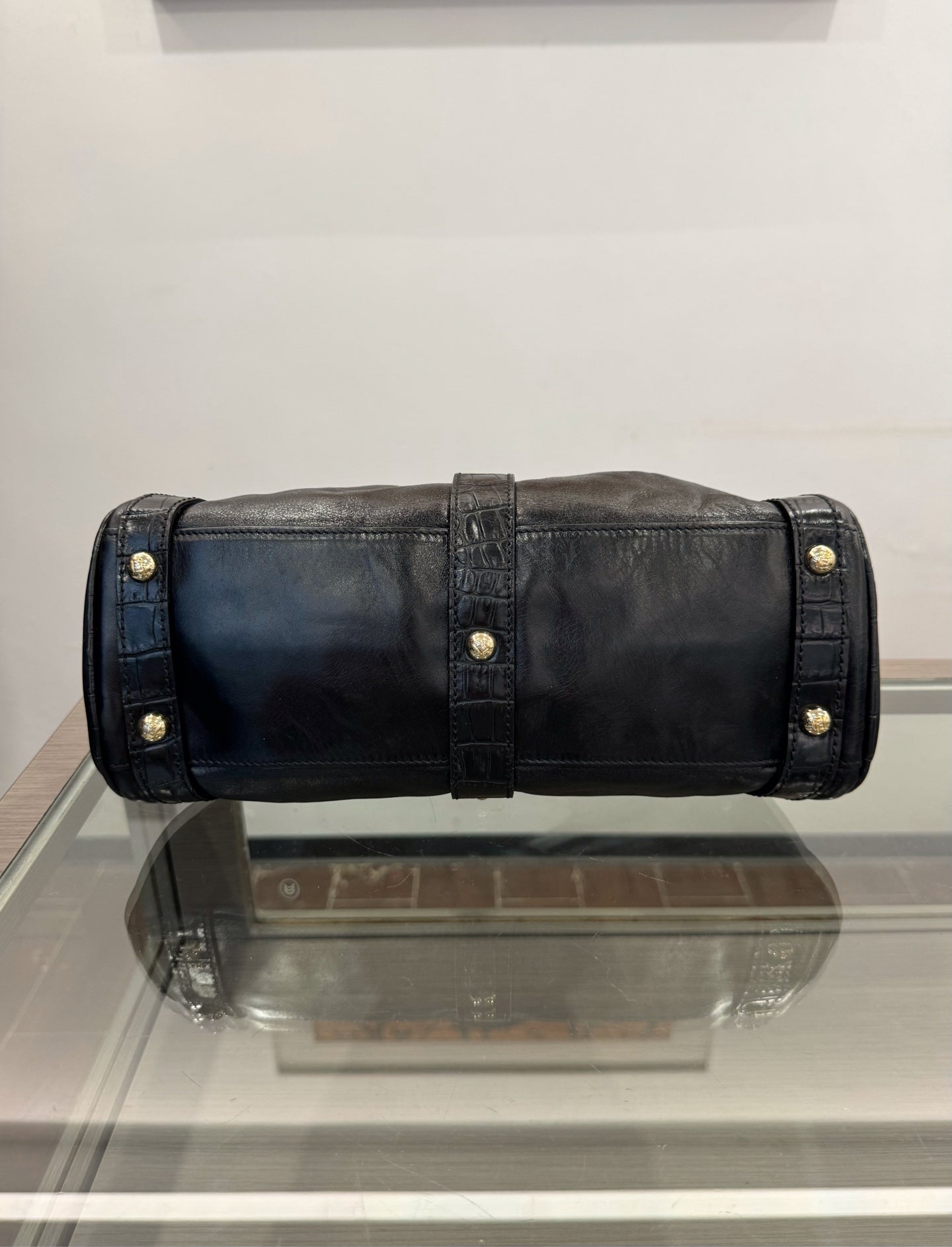 Fendi - Logo Crocodile Embossed Satchel - Leather - Black - (medium)