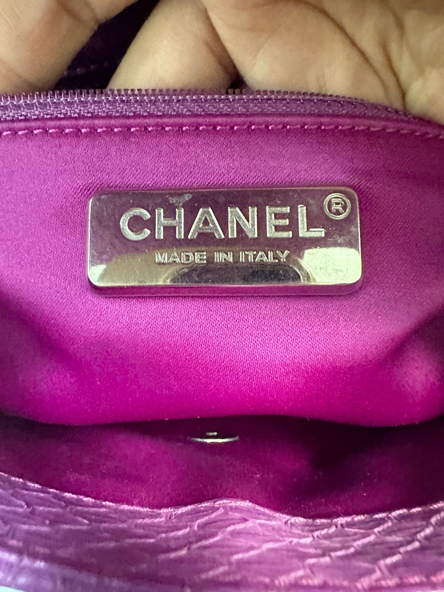 Chanel - Classic Flap Top Handle Bag - Python leather - Purple - (Small)