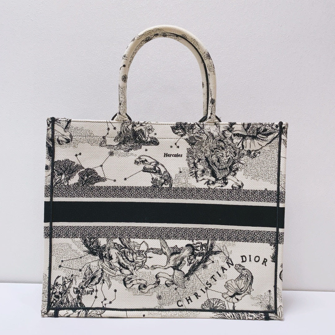 Dior - Book Tote - Embroidered canvas - Beige - (Large)