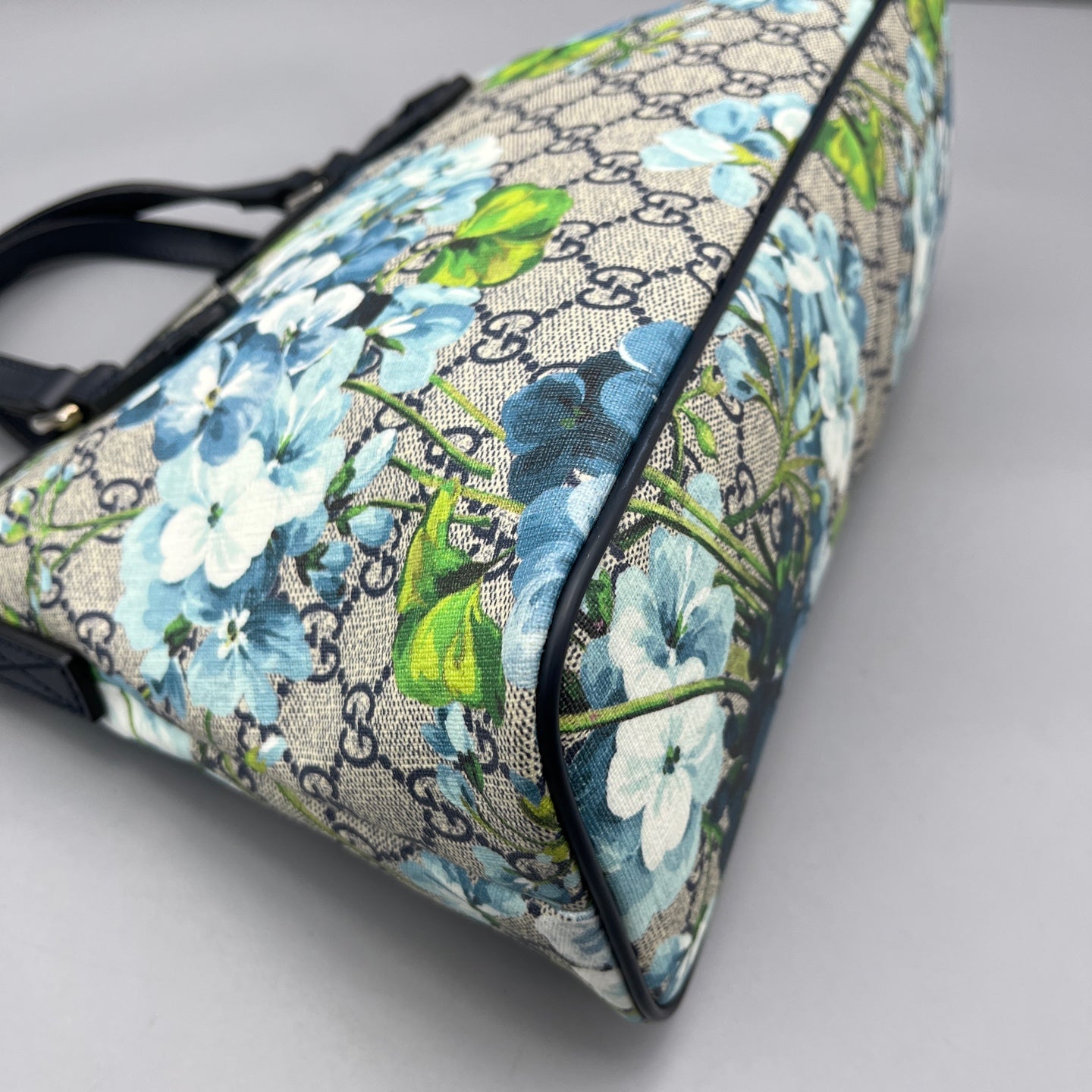 Gucci - Small GG Supreme Flora Tote Bag - Coated canvas and Leather - Blue - (Small)