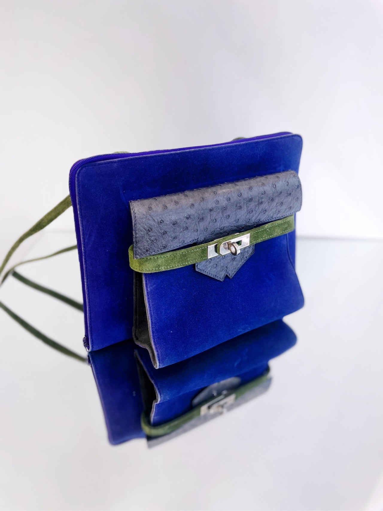 Hermès - Amsterdam Shoulder Bag - Suede and Ostrich leather - Multicolour - (mini)