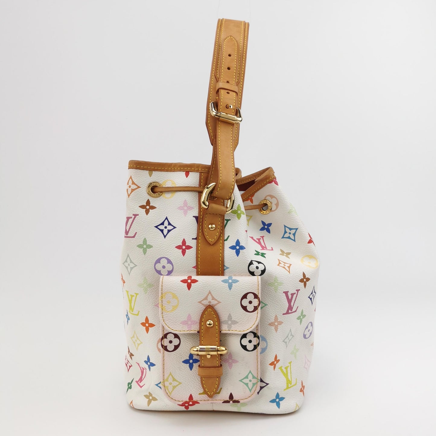 Louis Vuitton - Petit Noé Monogram Multicolore M42229 - Monogram Multicolore Canvas and Vachetta Leather - White with multicolour monogram - (medium)