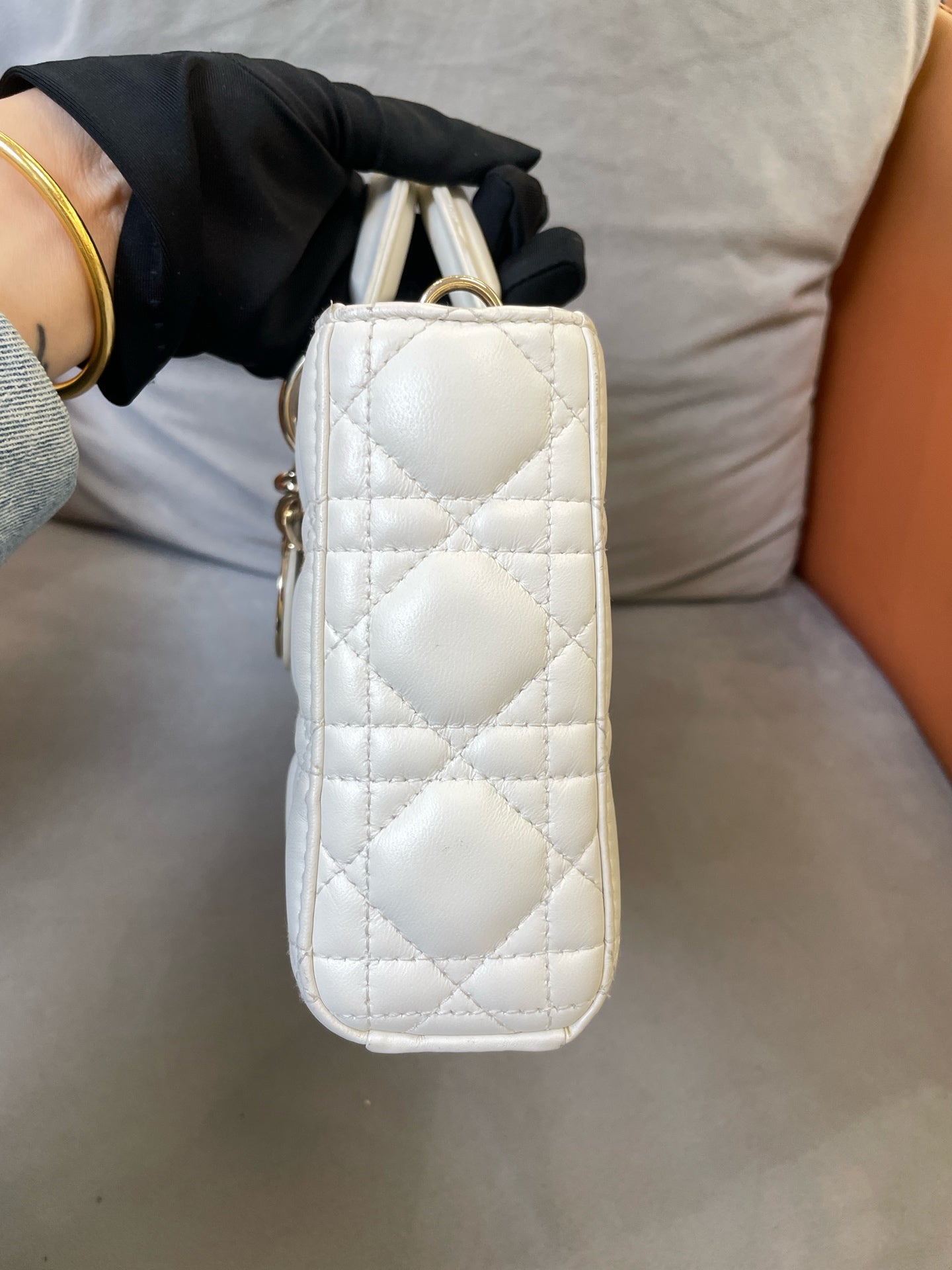 Dior - Lady D-Joy Bag - Lambskin leather - White - (Medium)