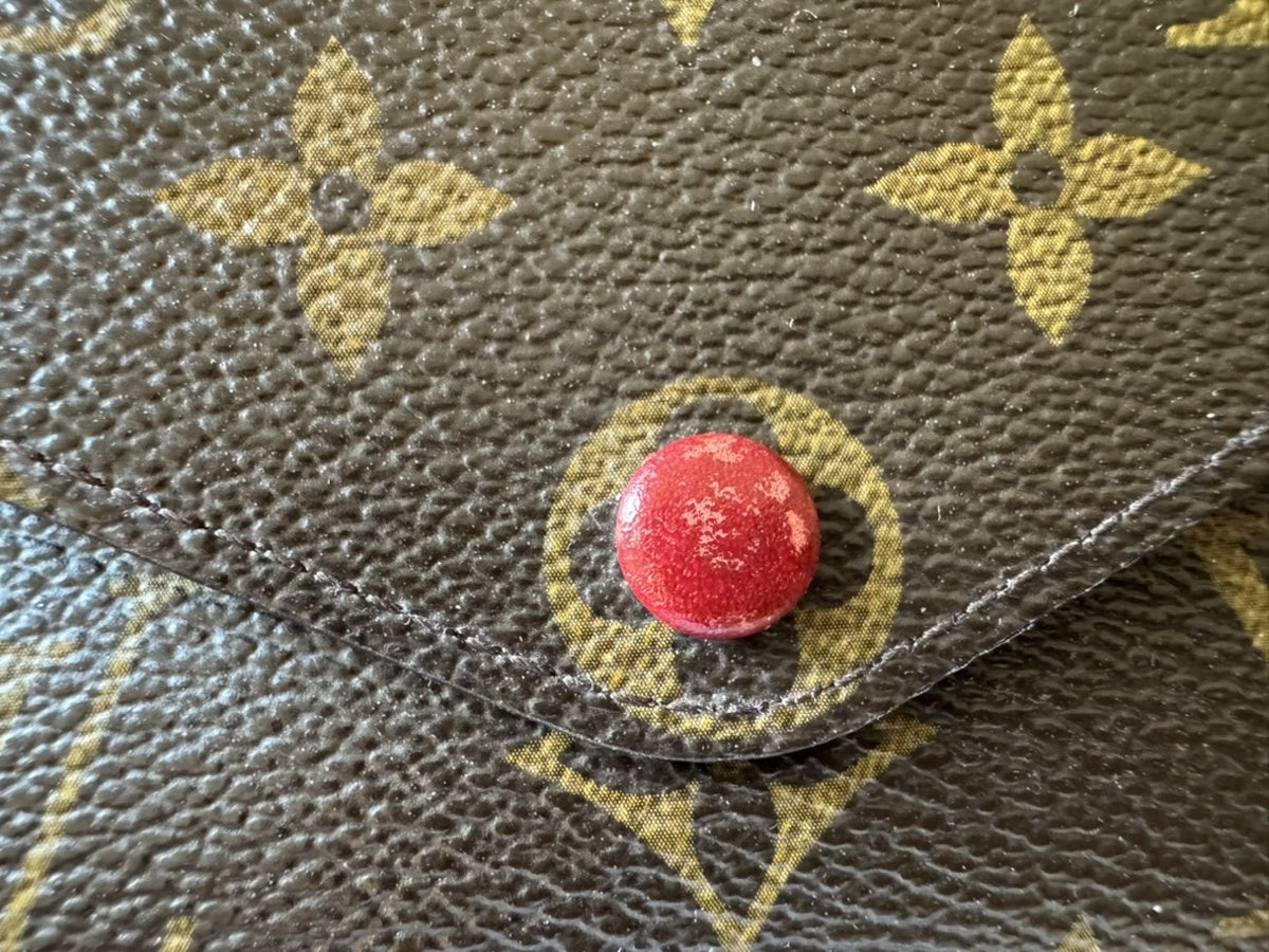 Louis Vuitton - Portefeuille Emilie - Monogram coated canvas exterior, grained leather interior - Monogram Brown with Red accents - (medium)