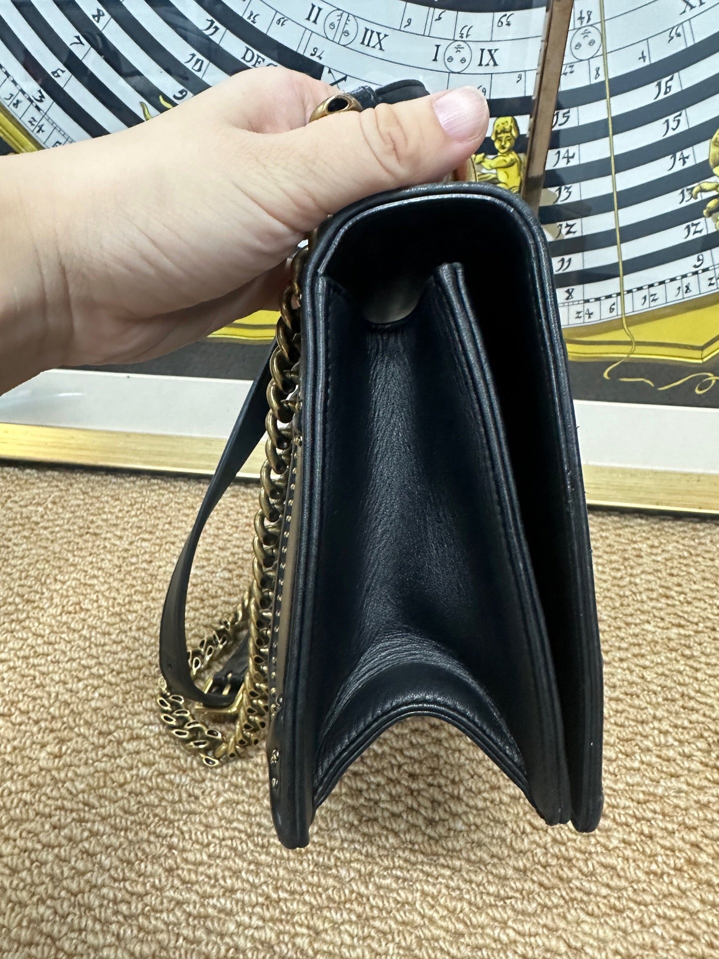 Dior - Black Studded Shield Bag - Leather - Black - (Medium)