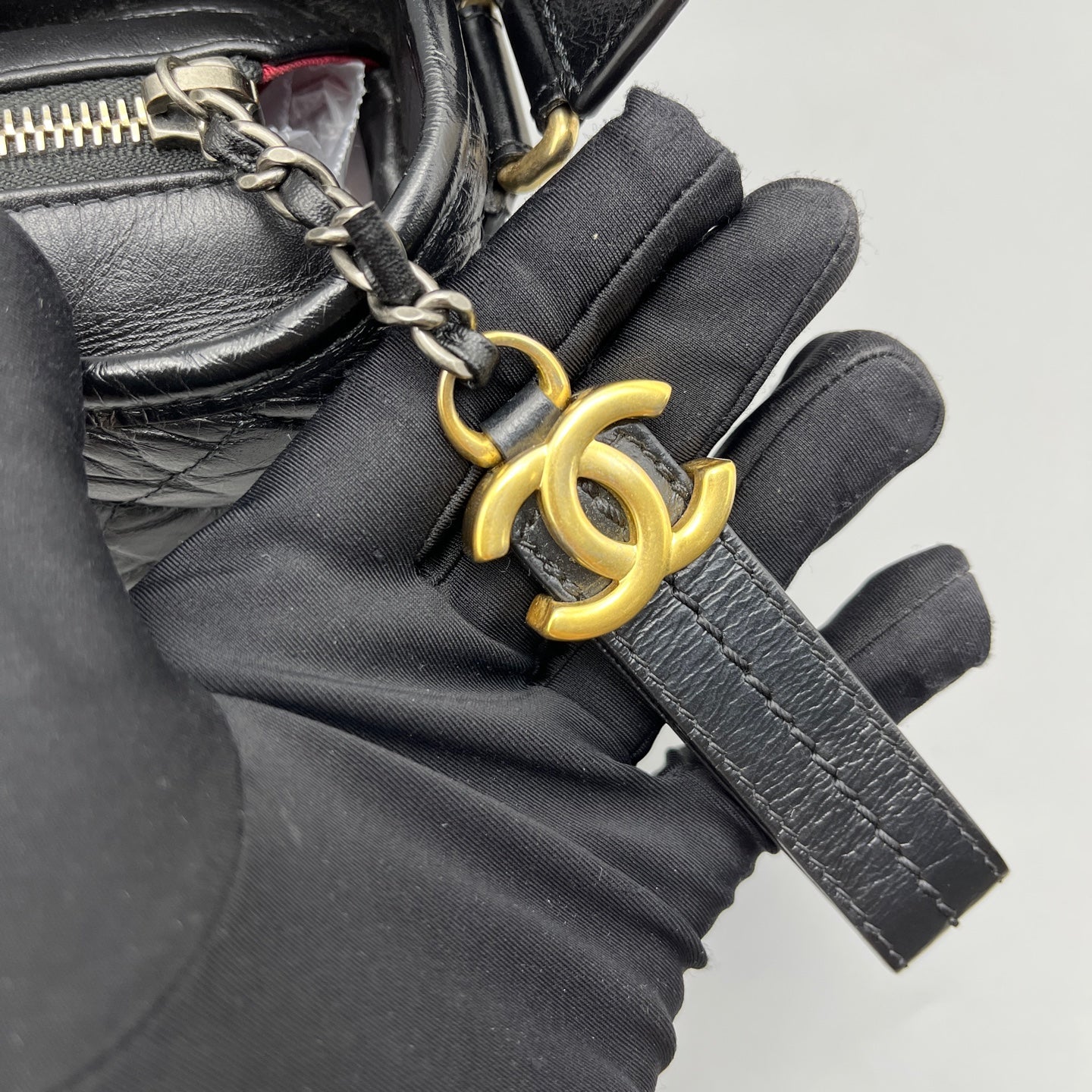 Chanel - Gabrielle Hobo Bag - Aged calfskin leather and smooth calfskin leather - Black - (Small)