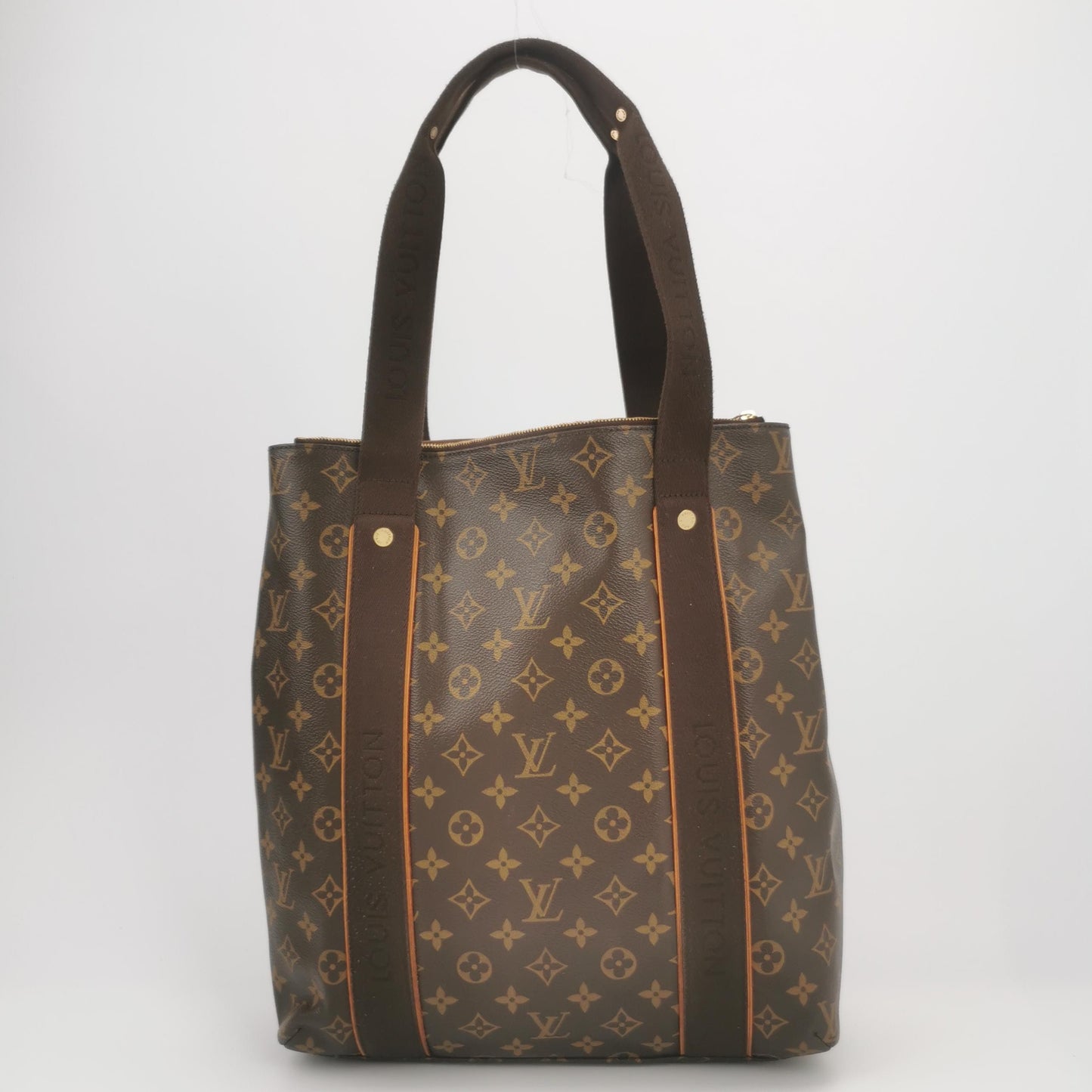 Louis Vuitton - Monogram Canvas Vertical Tote - Monogram coated canvas with natural cowhide leather trim and textile straps - Brown - (Medium)