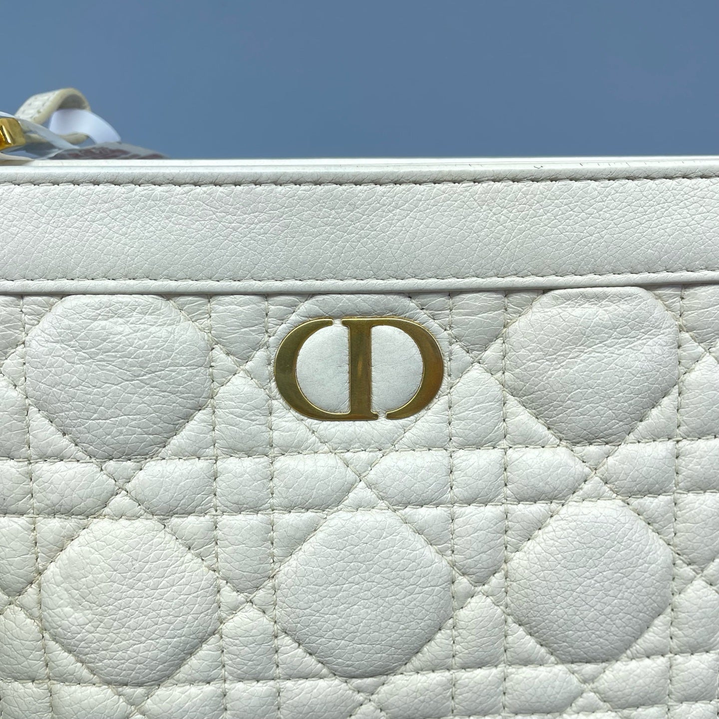 Dior - Caro Wallet On Chain (WOC) - Grained calfskin leather - White - (mini)