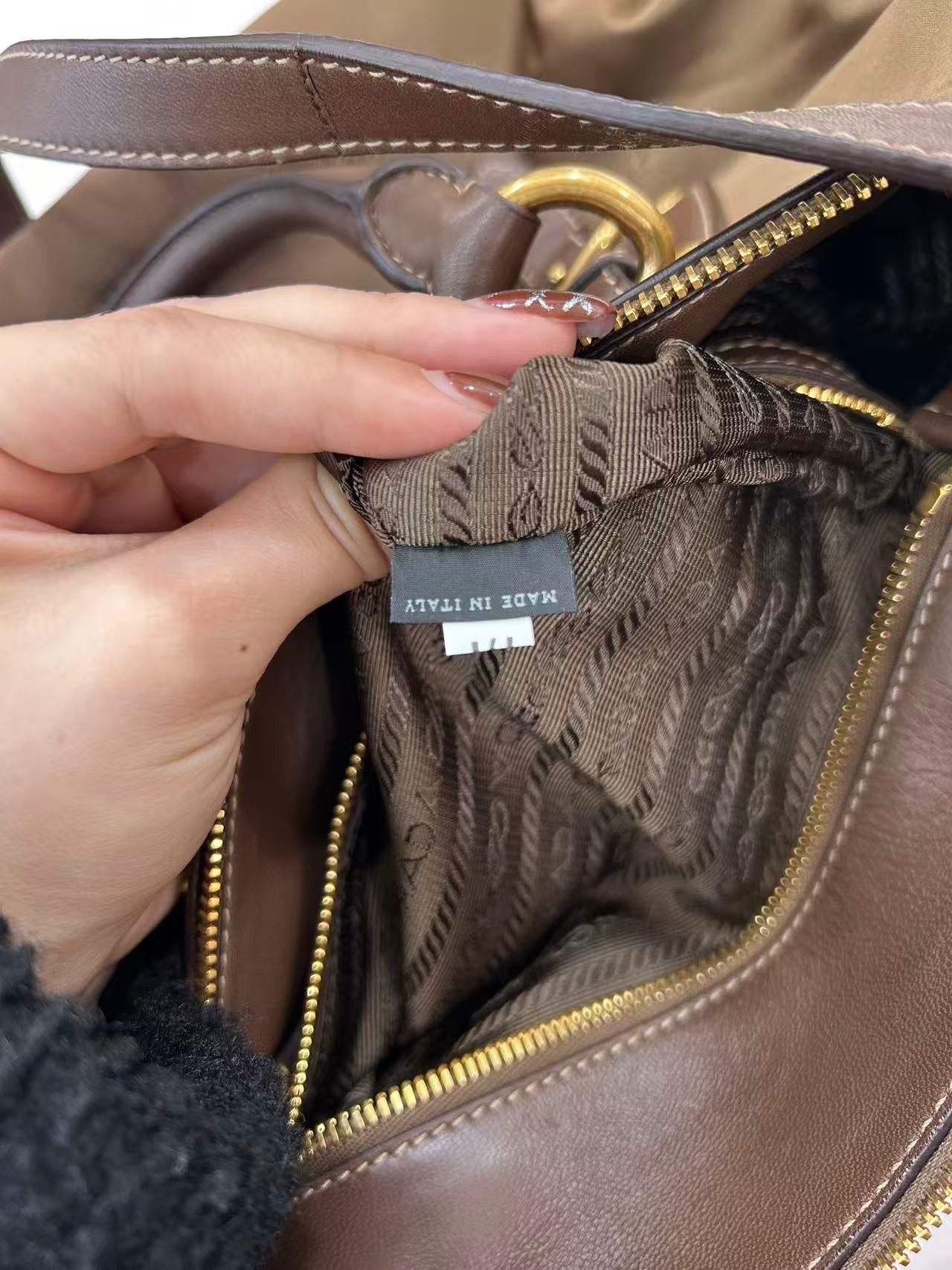 Prada - 1BA841-QXO-F0002 - Nylon - Olive Green with Brown Accents - (Medium)
