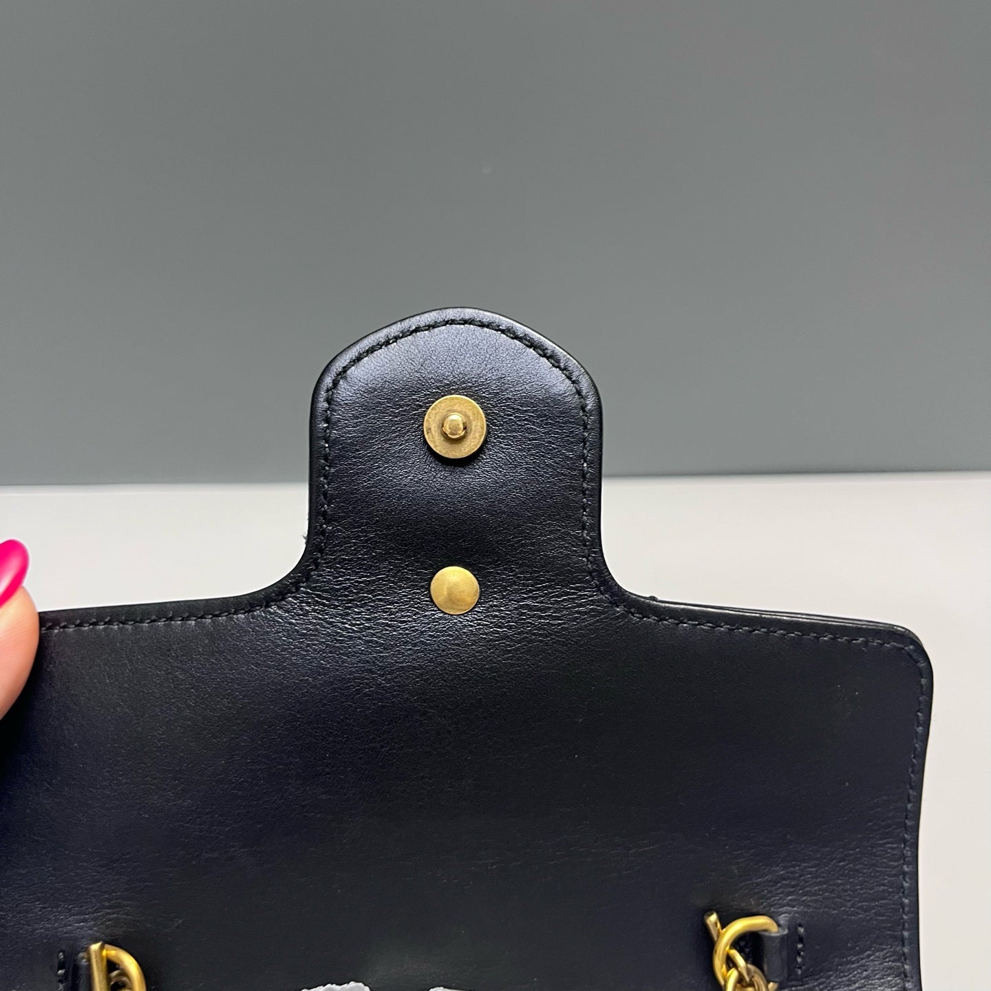 Gucci - GG Marmont Super Mini Chain Bag - Leather - Black - (mini)