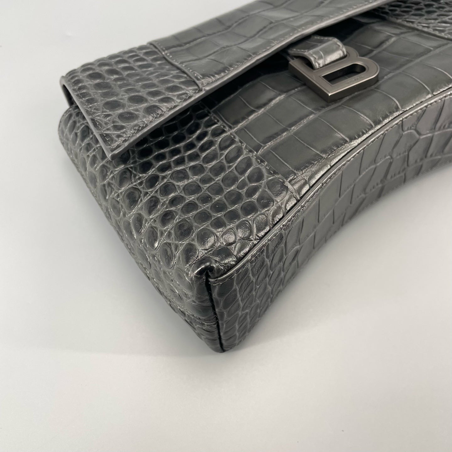 Balenciaga - Hourglass - Leather (crocodile-embossed) - Dark Green - (small)