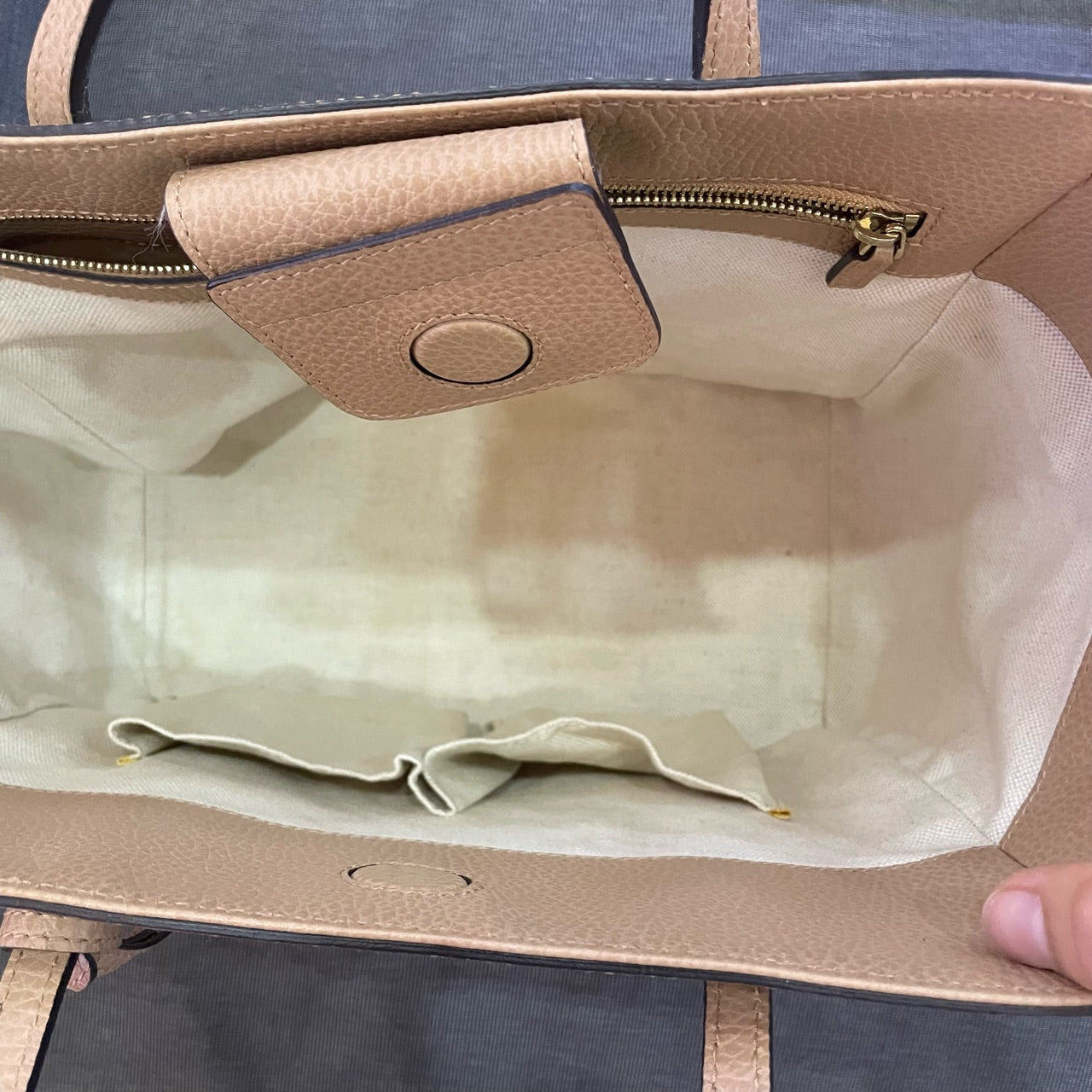 Gucci - Canvas and Leather Trim Tote Bag - Cotton canvas with pebbled leather trim - Beige - (medium)