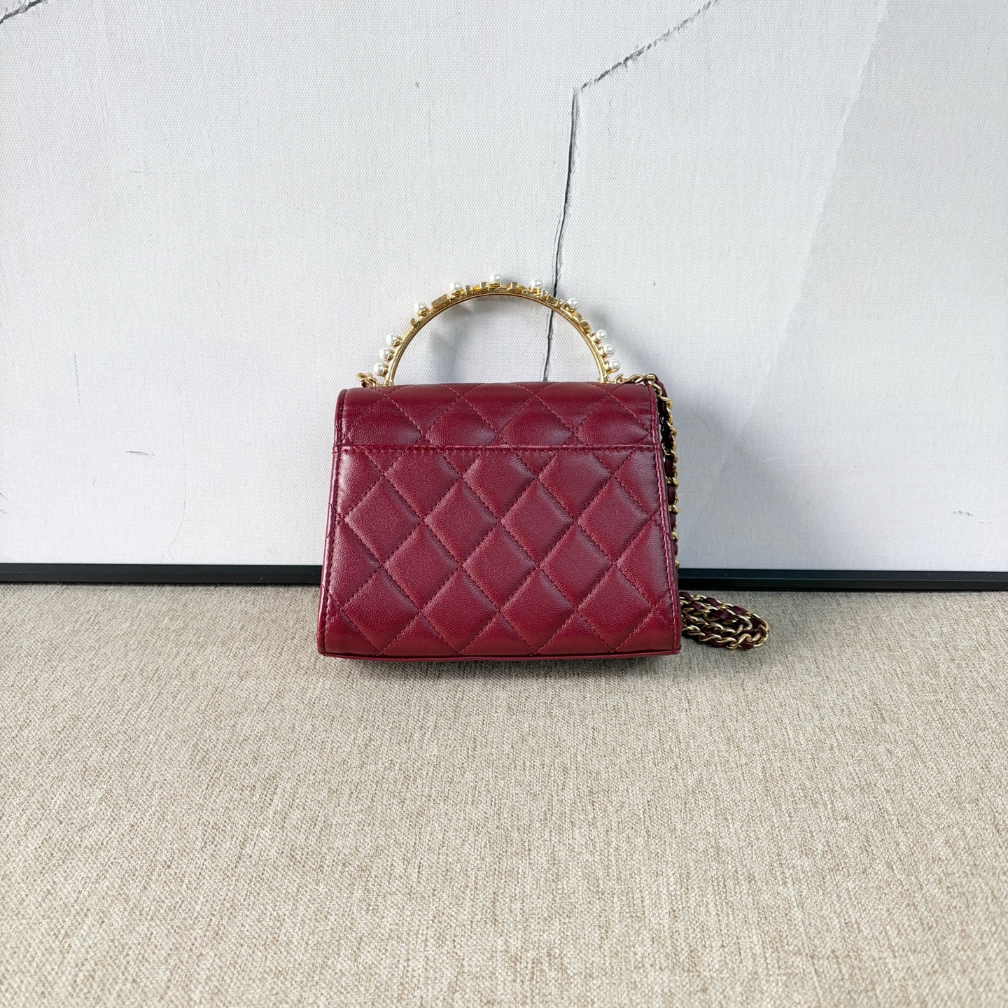 Chanel - Mini Pearl Handle Flap Bag - Lambskin leather - Red - (mini)