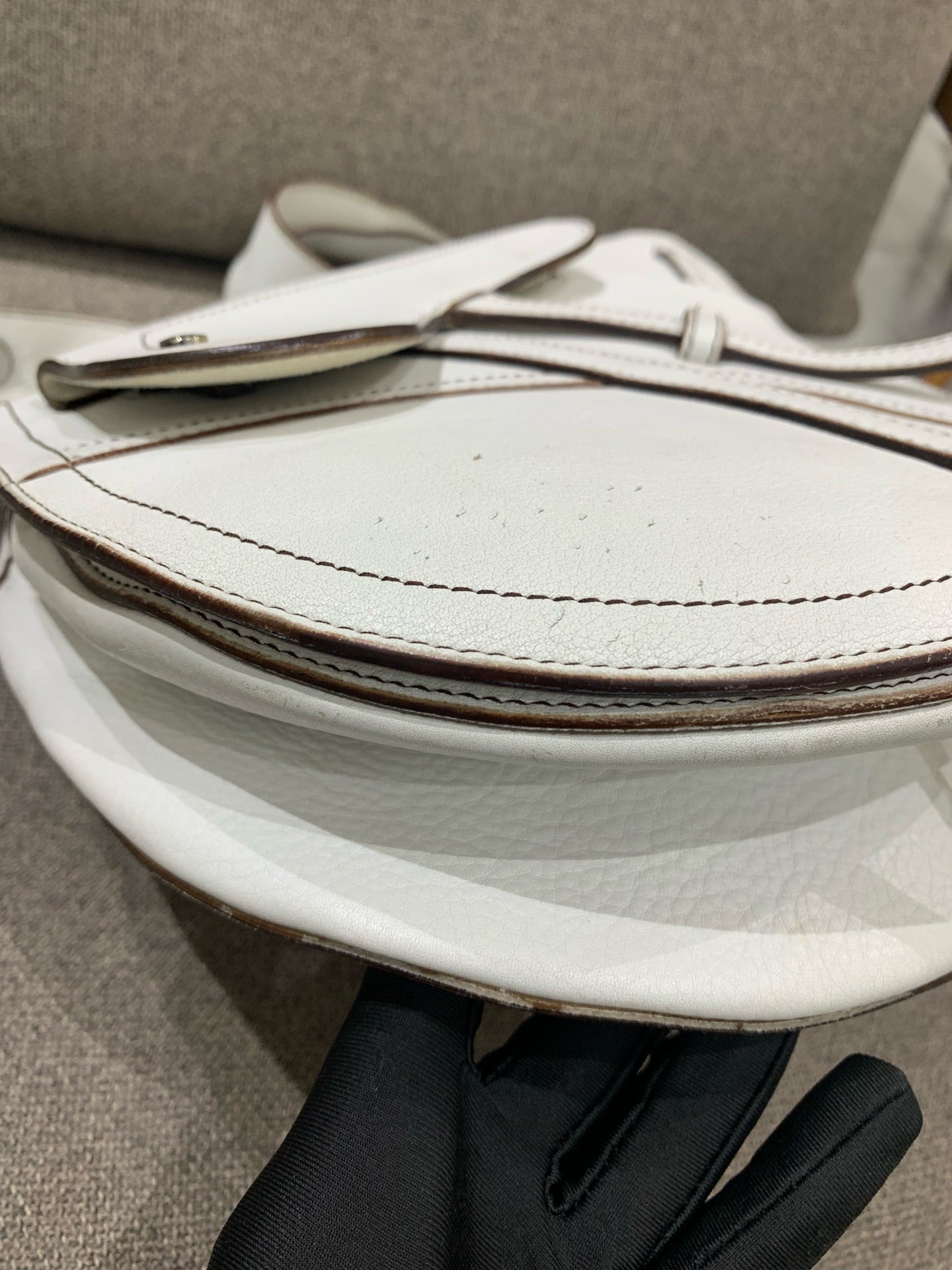 Dior - Saddle Bag - Grained calfskin leather - White - (medium)