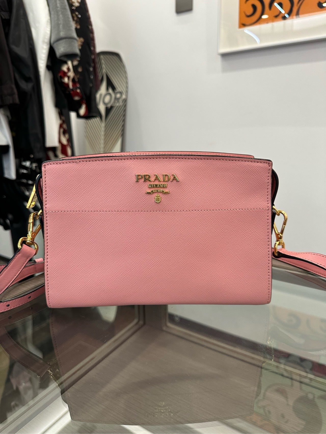 Prada - Saffiano Leather Camera Bag - Saffiano leather - Pink - (Small)