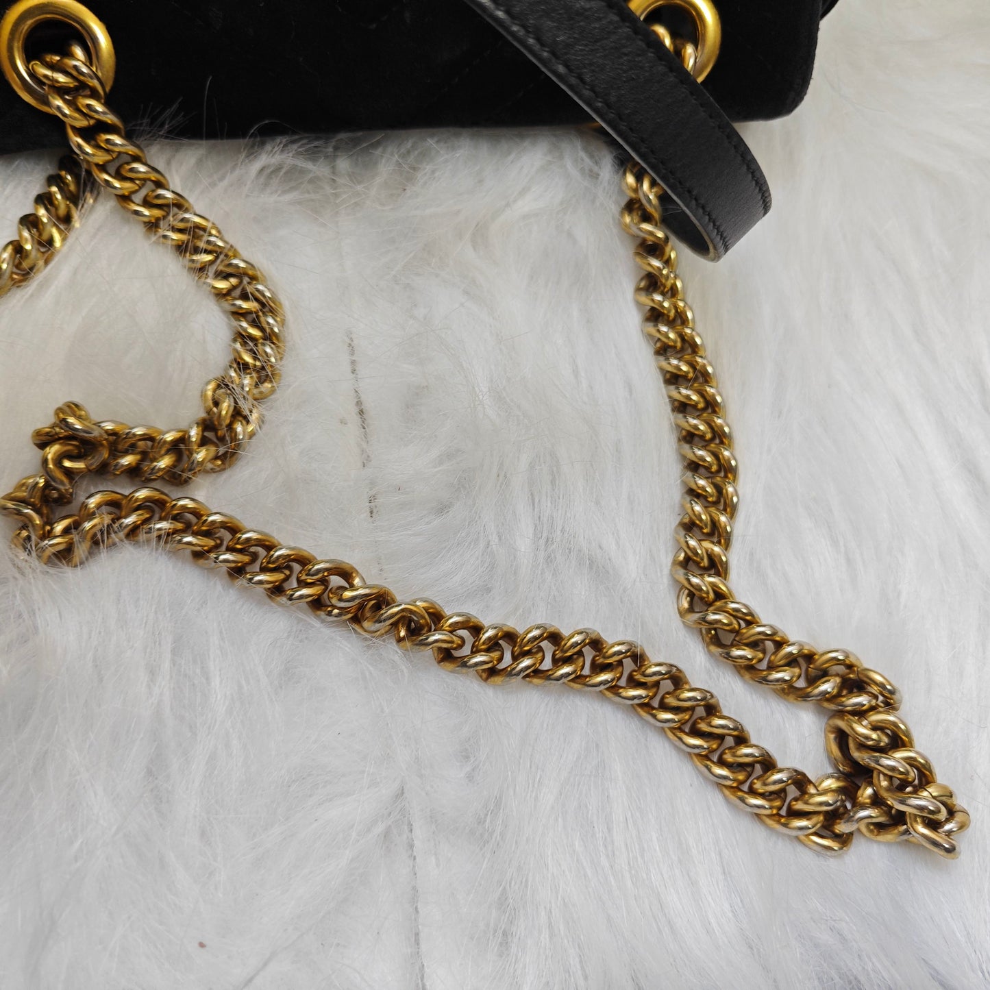 Gucci - GG Marmont Matelassé Mini Bag - Velvet with leather trim - Black - (mini)