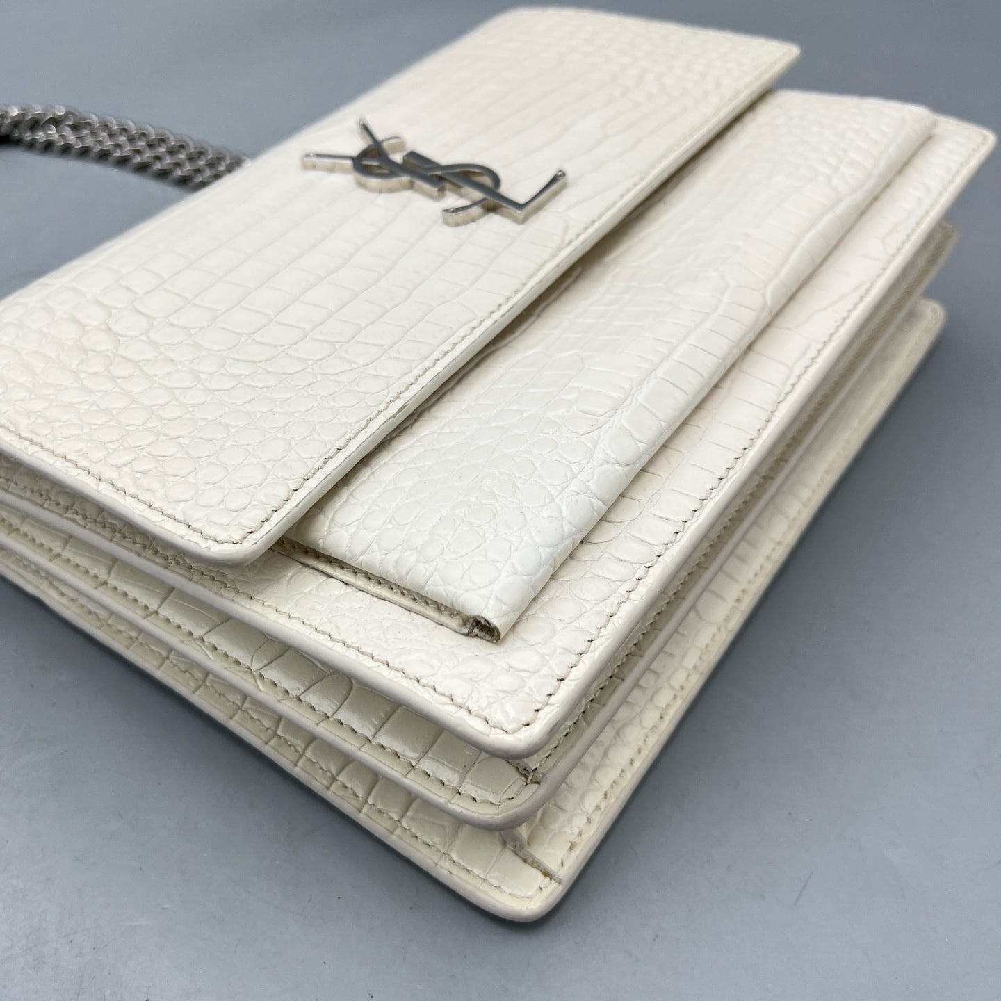 Saint Laurent - Sunset - Crocodile-embossed leather - White - (Medium)