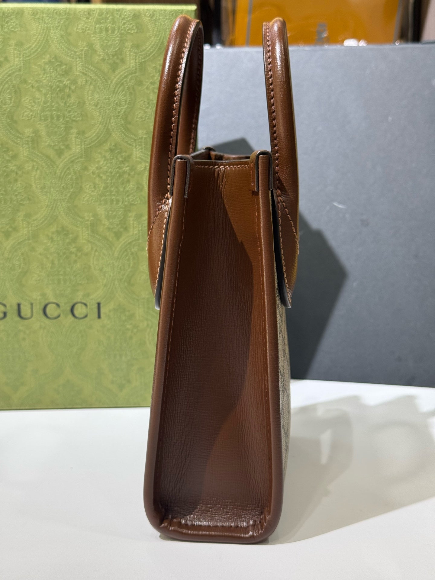 Gucci - GG Retro Mini Tote Bag - GG Supreme canvas with leather trim - Beige - (mini)