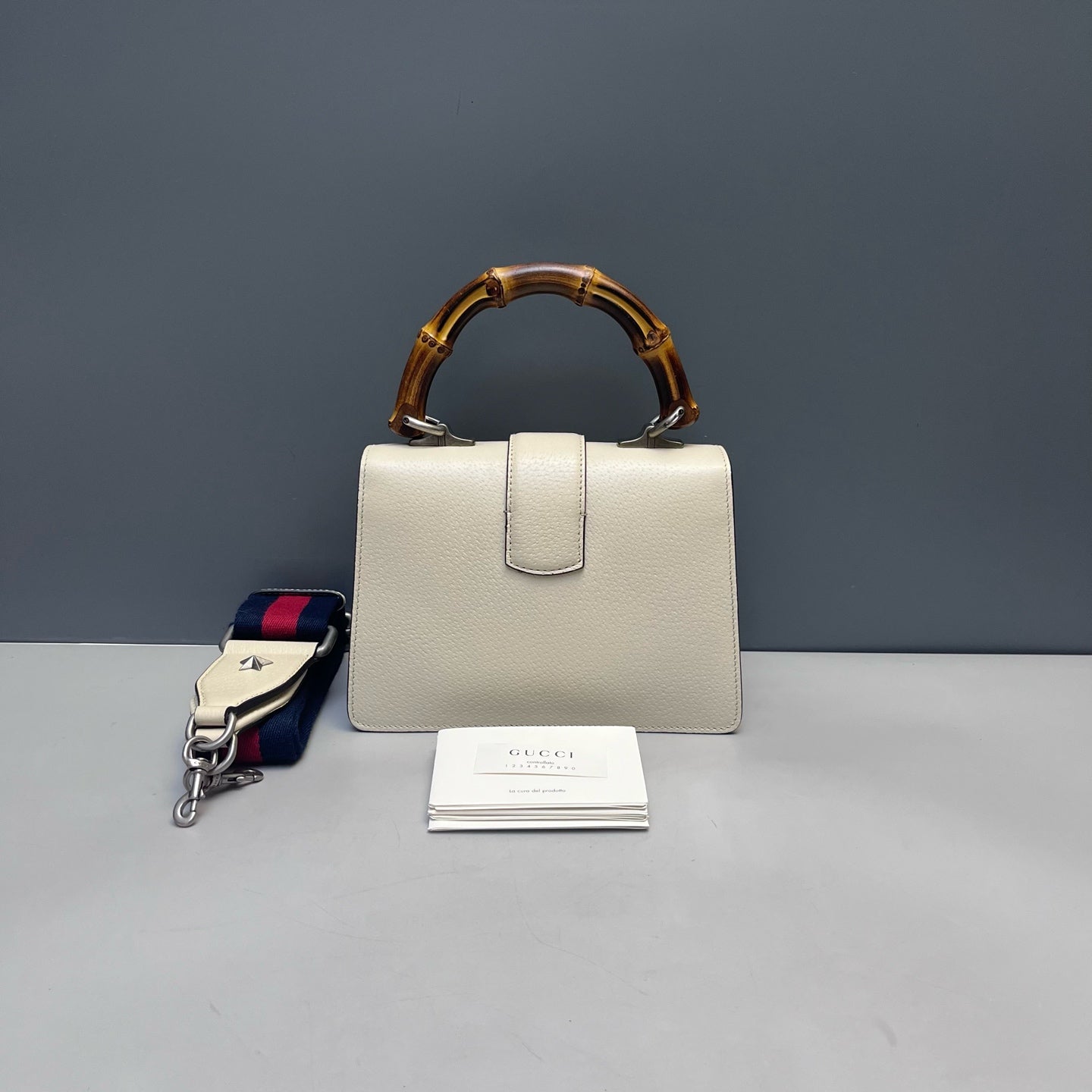 Gucci - Dionysus Bamboo Top Handle Bag - Grained leather - White - (mini)