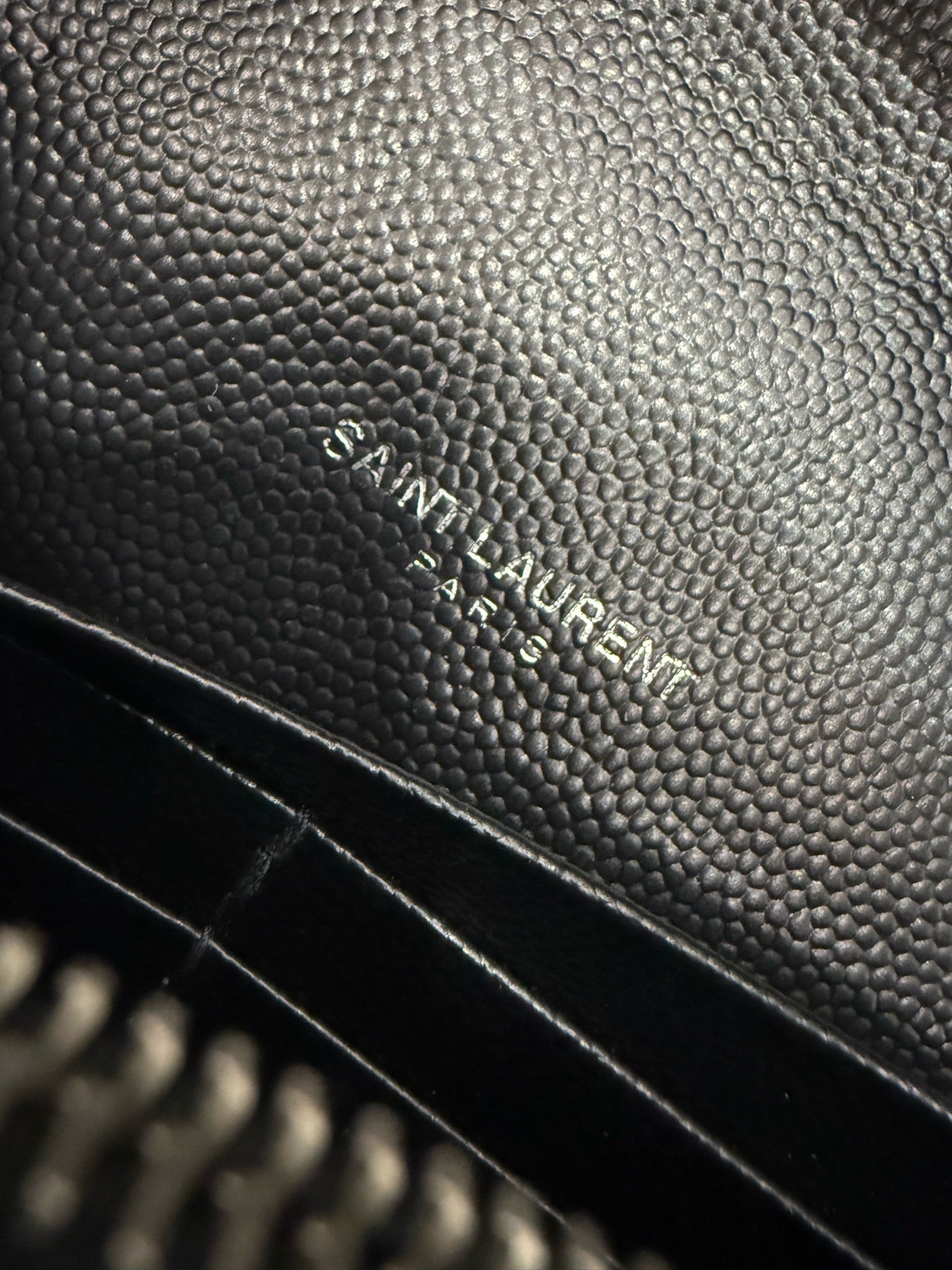 Saint Laurent - Envelope Wallet on Chain (WOC) - Grained calfskin leather - Black - (Mini)