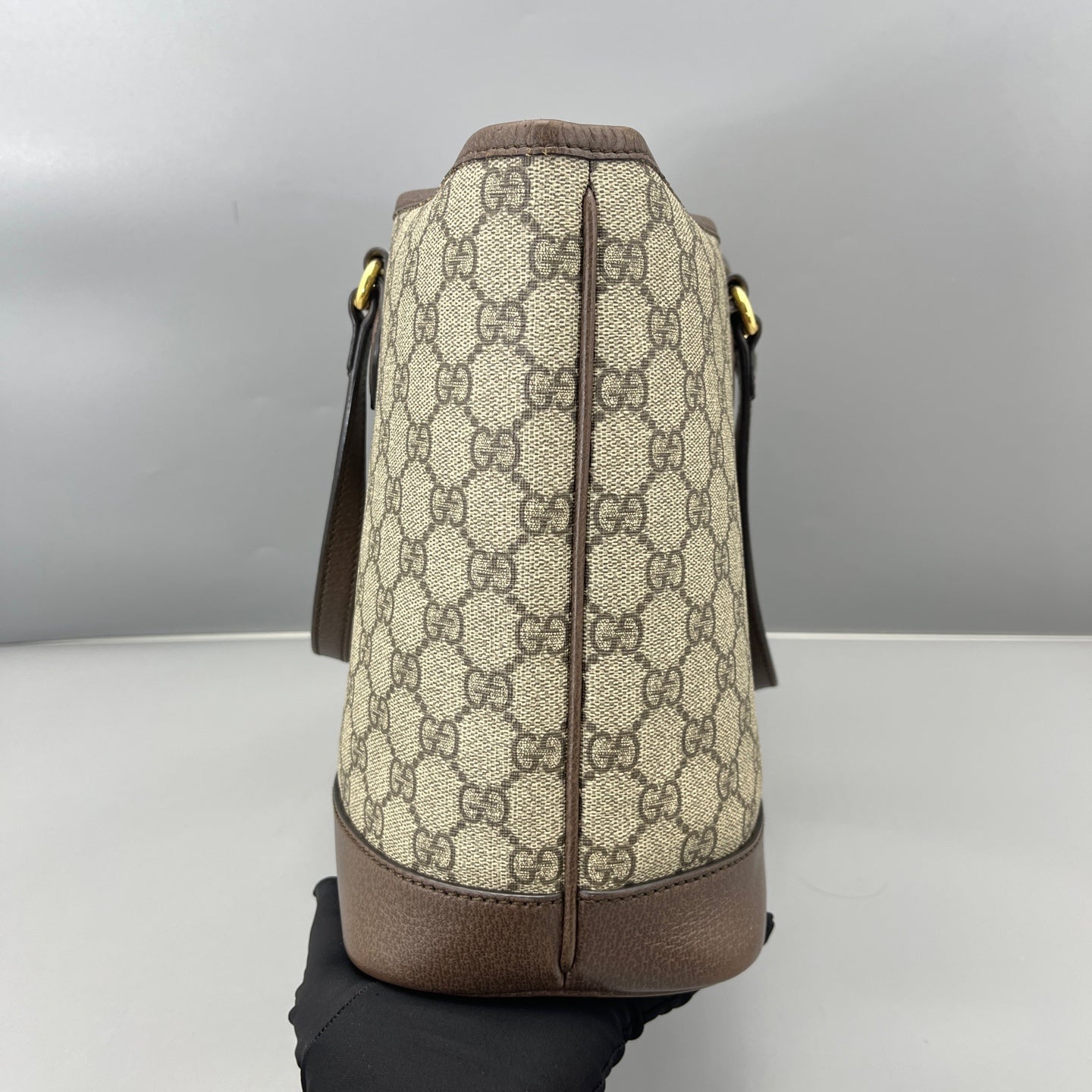 Gucci - GG Supreme Tote Bag - Coated canvas with leather trim - Brown - (Medium)
