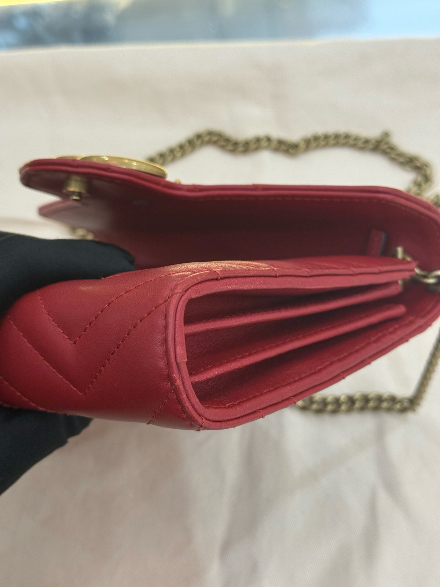 Gucci - Marmont WOC (Wallet on Chain) - Leather - Red - (mini)