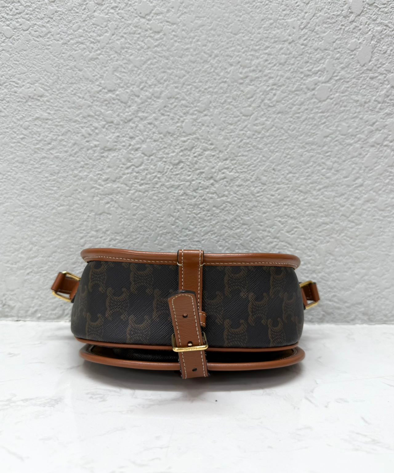 Celine - Triomphe Saddle Bag - Coated canvas with leather trim - Brown - (medium)