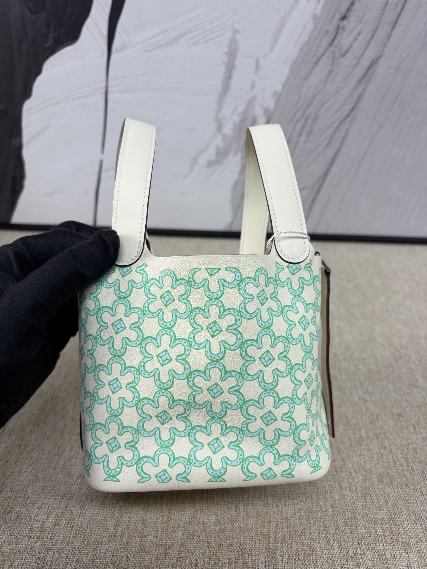 Hermès - Picotin Lock 14 Micro with Floral Pattern - Swift leather - White - (mini)