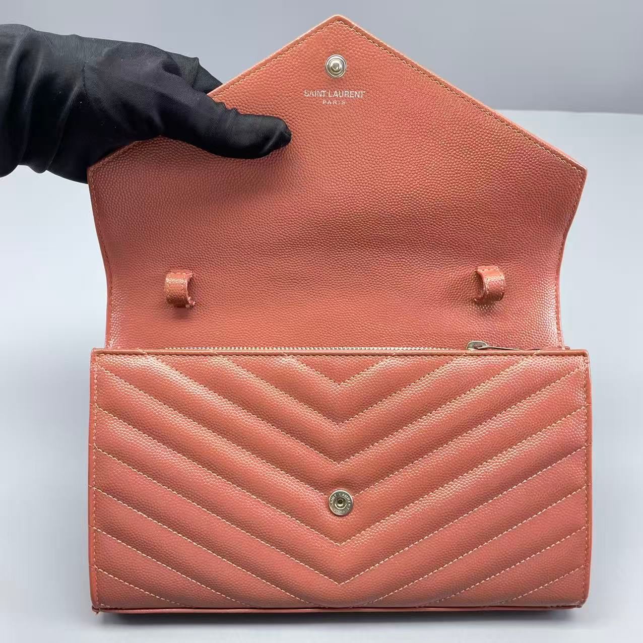 Saint Laurent - Envelope Bag - Grained leather - Pink - (Medium)