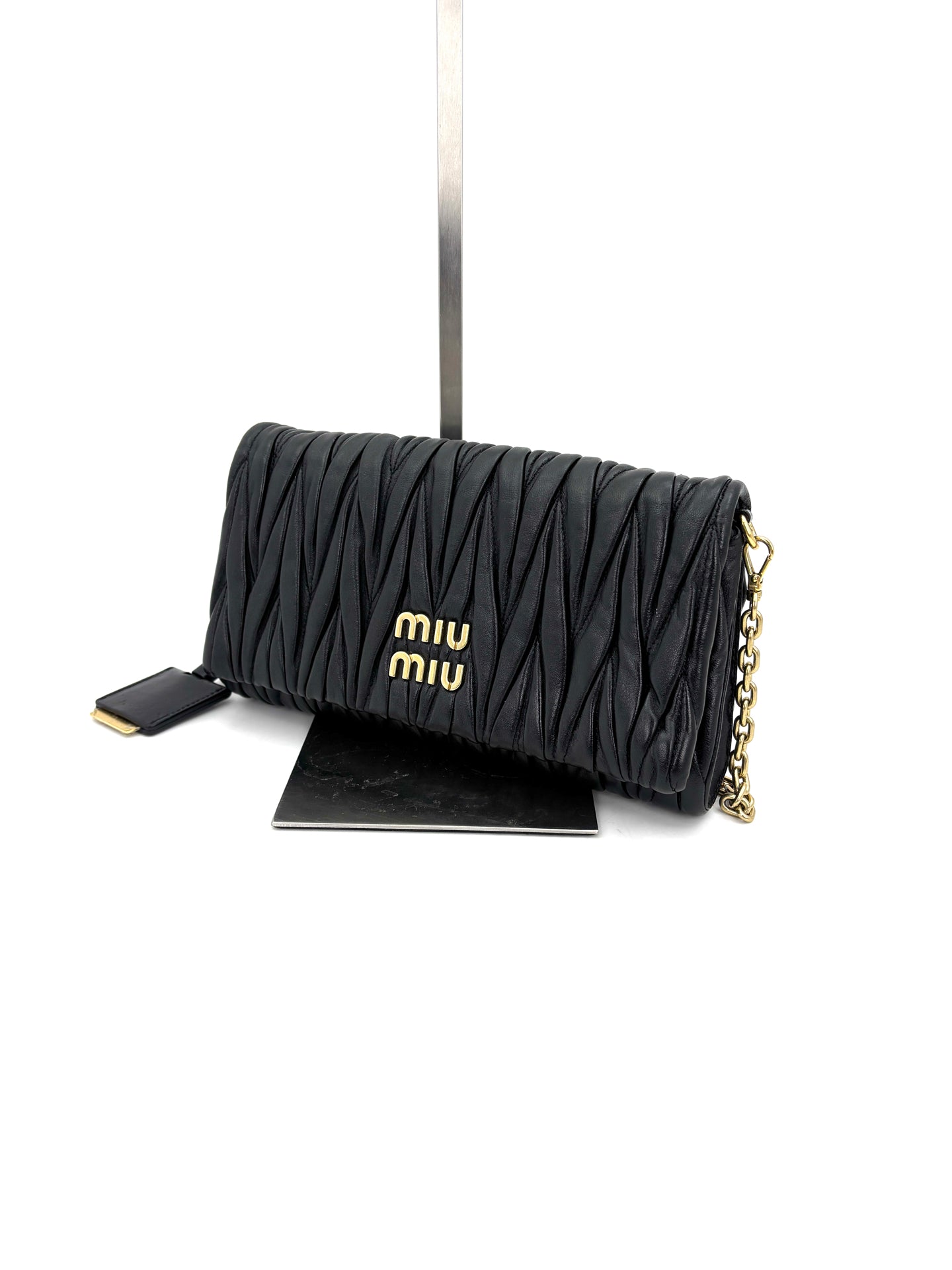 Miu Miu - Matelassé Flap Shoulder Bag - Leather - Black - (mini)