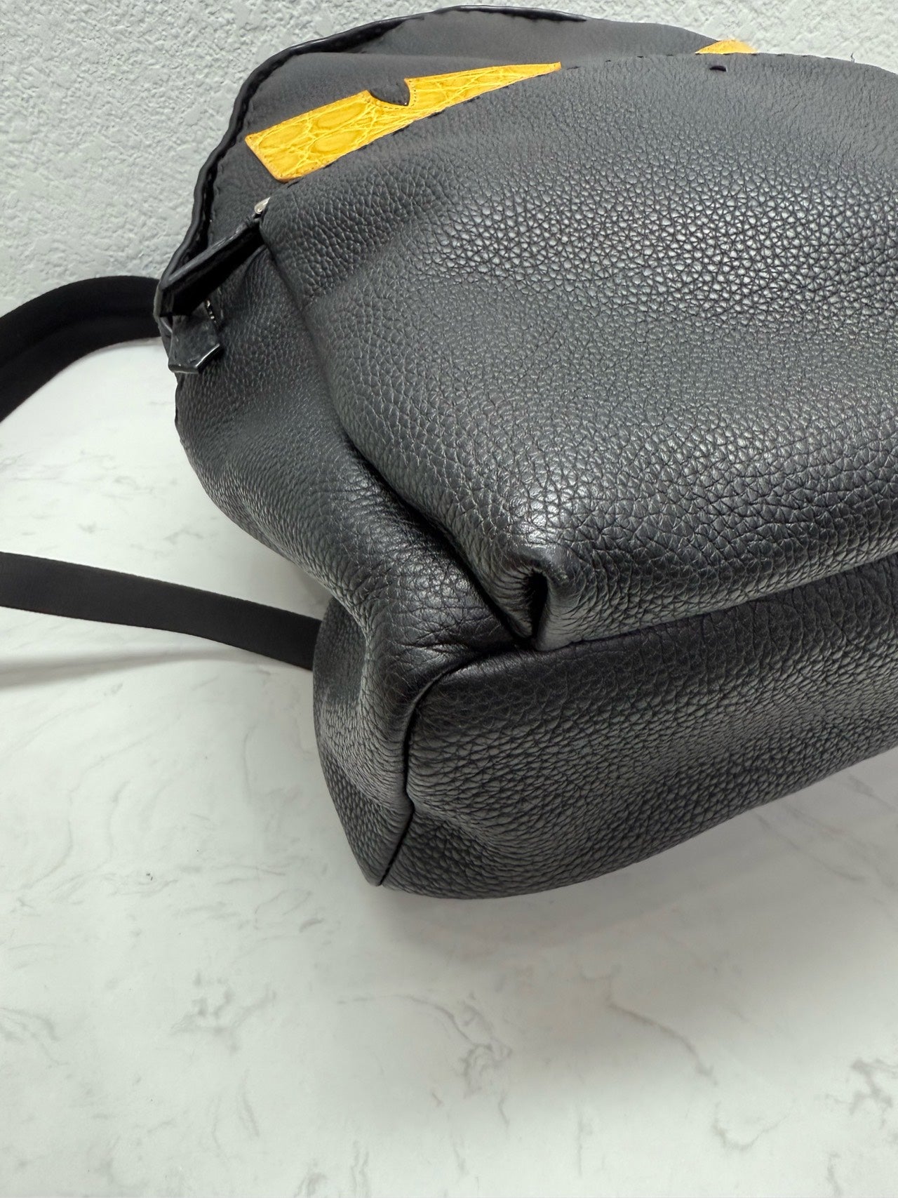 Fendi - Bag Bugs Monster Eyes Backpack - Grained leather with exotic crocodile leather accents - Black - (large)