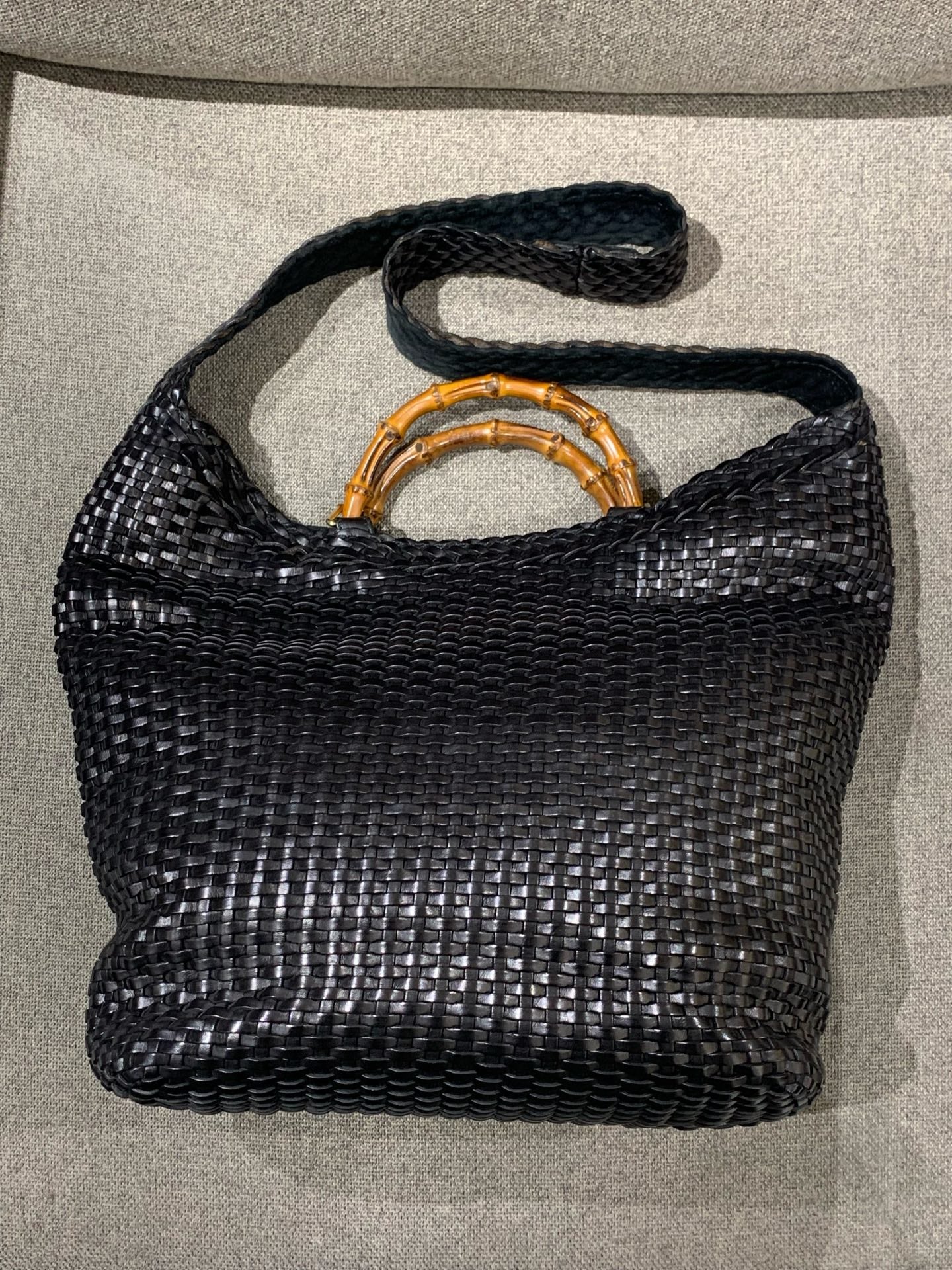 Gucci - Bamboo Woven Tote - Leather - Black - (medium)