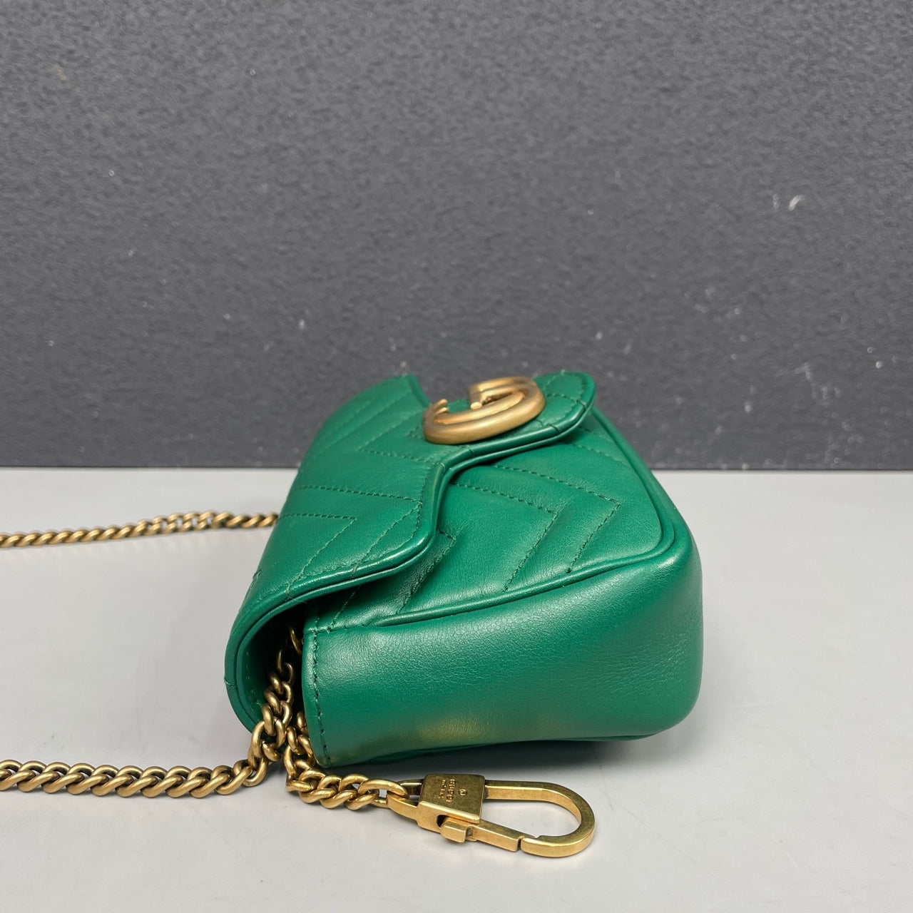 Gucci - GG Marmont Mini Chain Bag - Leather - Green - (mini)