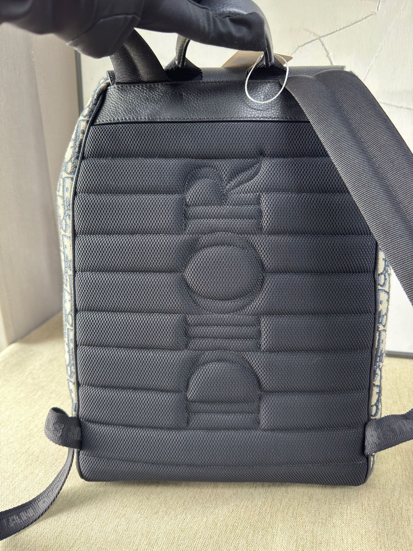 Dior - Rider Backpack - Embroidered canvas and grained leather - Blue - (medium)
