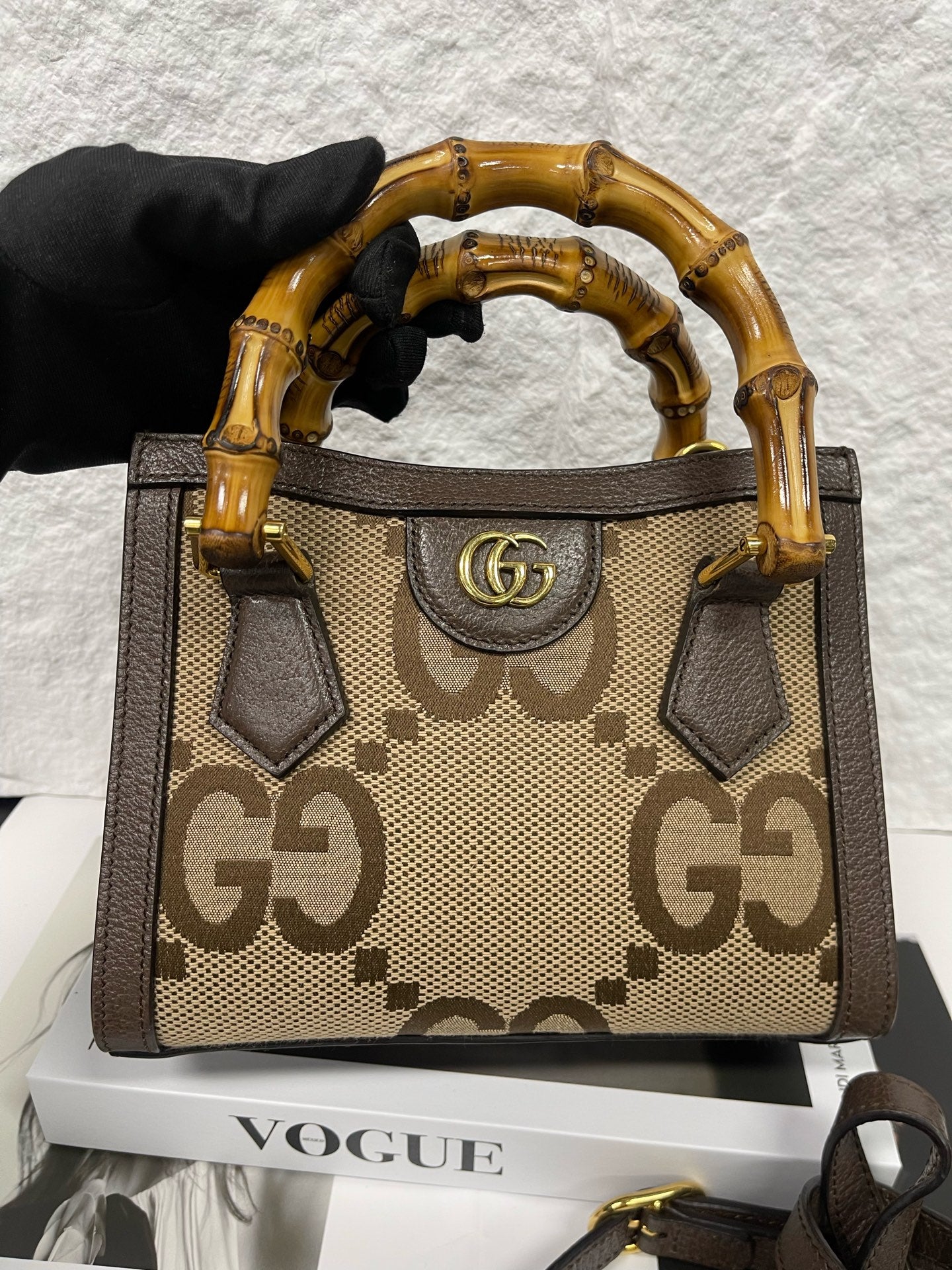 Gucci - Diana Mini Tote with Bamboo Handles - Maxi GG monogram canvas with brown grained leather trim and natural bamboo handles - Brown - (mini)