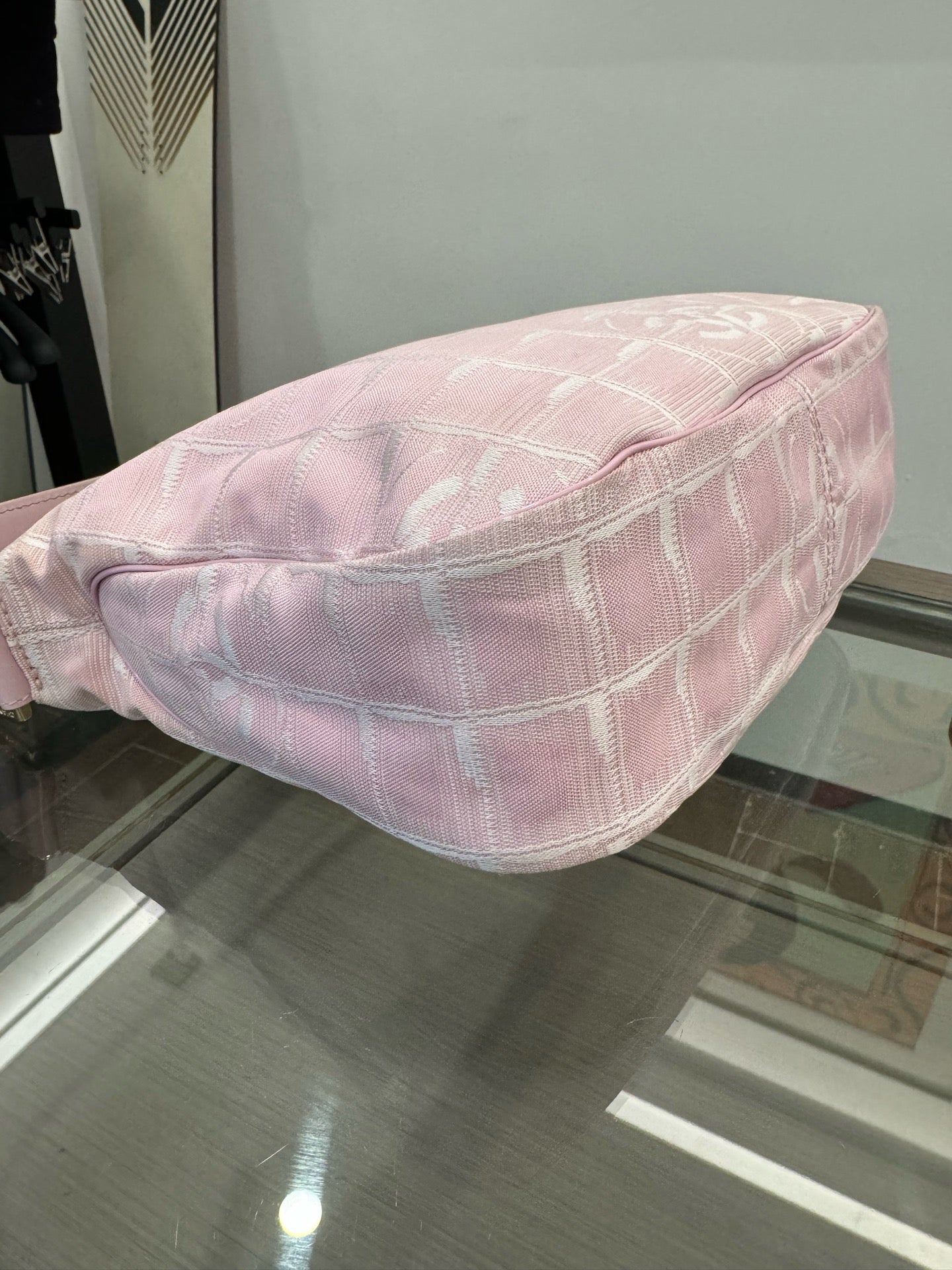 Chanel - New Travel Line Hobo Bag - Nylon jacquard with leather trim - Pink - (Small)