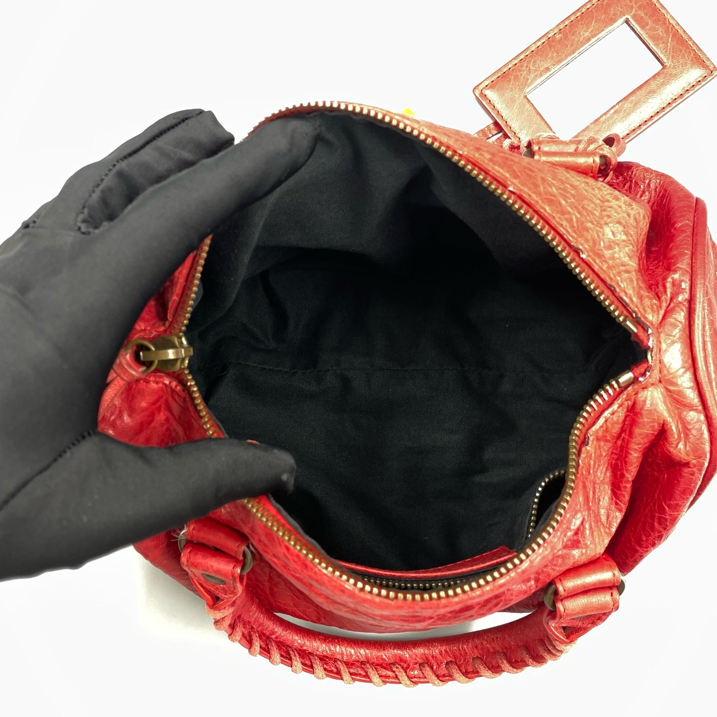 Balenciaga - Boston Motorcycle Bag 241511L5967 - Distressed lambskin leather - Red - (Small)