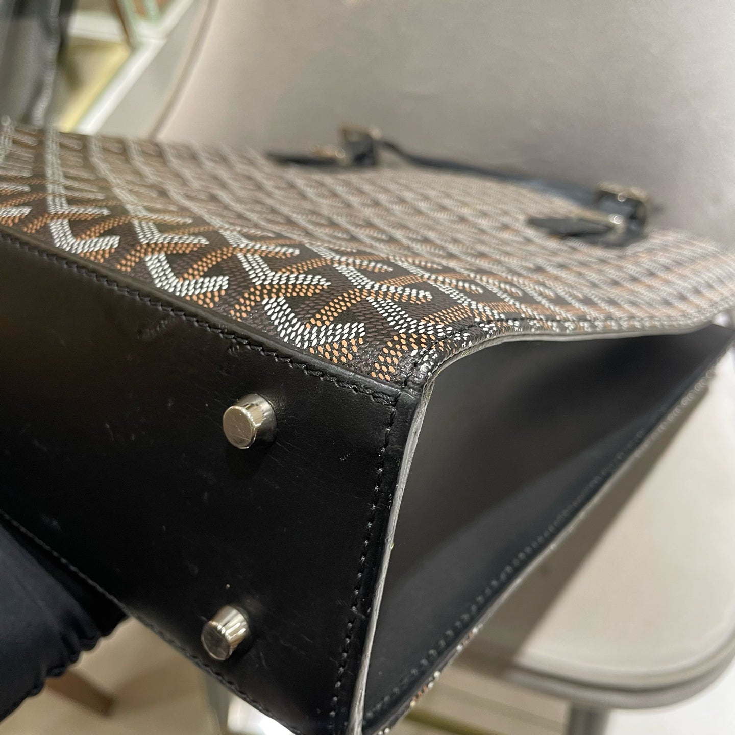 Goyard - Vertical Tote - Goyardine canvas and Leather - Black - (Large)
