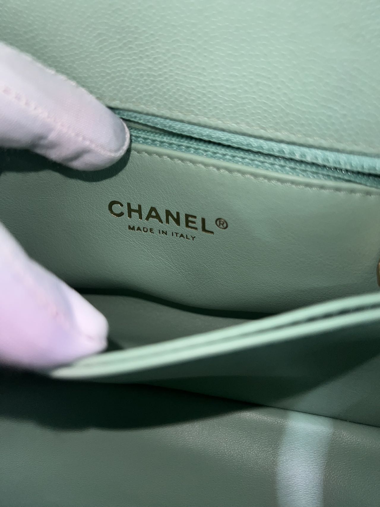 Chanel - Coco Handle Flap Bag - Grained calfskin leather - Pastel Green with Gold-Tone Hardware - (Small)