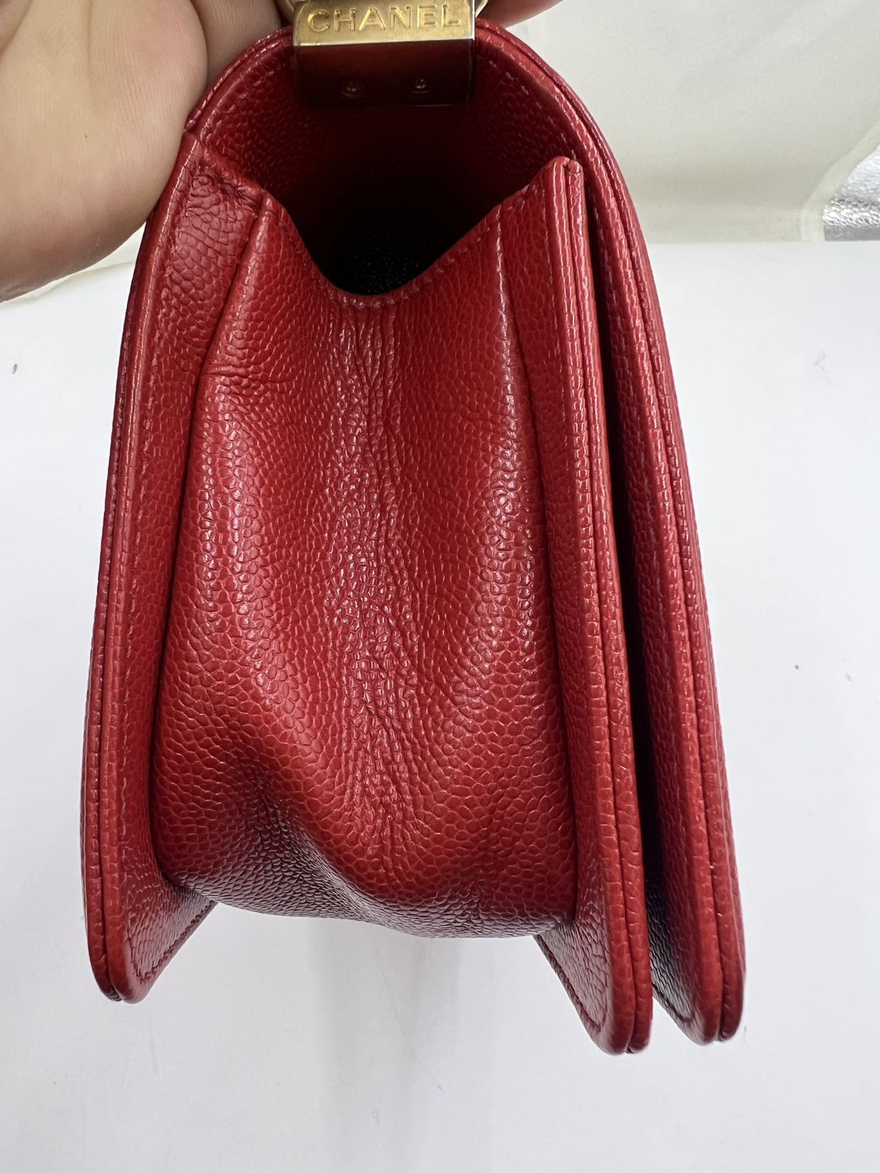 Chanel - Boy Bag - Grained calfskin leather - Red - (medium)