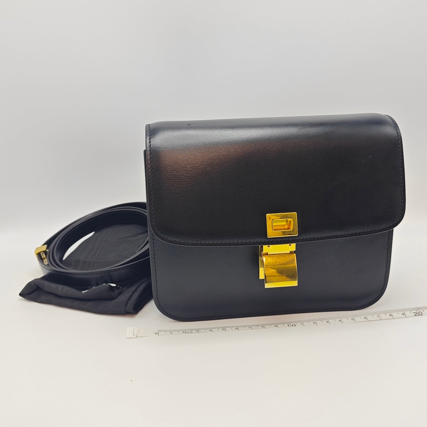 Celine - Teen Box Bag - Smooth calfskin leather - Black with Gold-Tone Hardware - (mini)