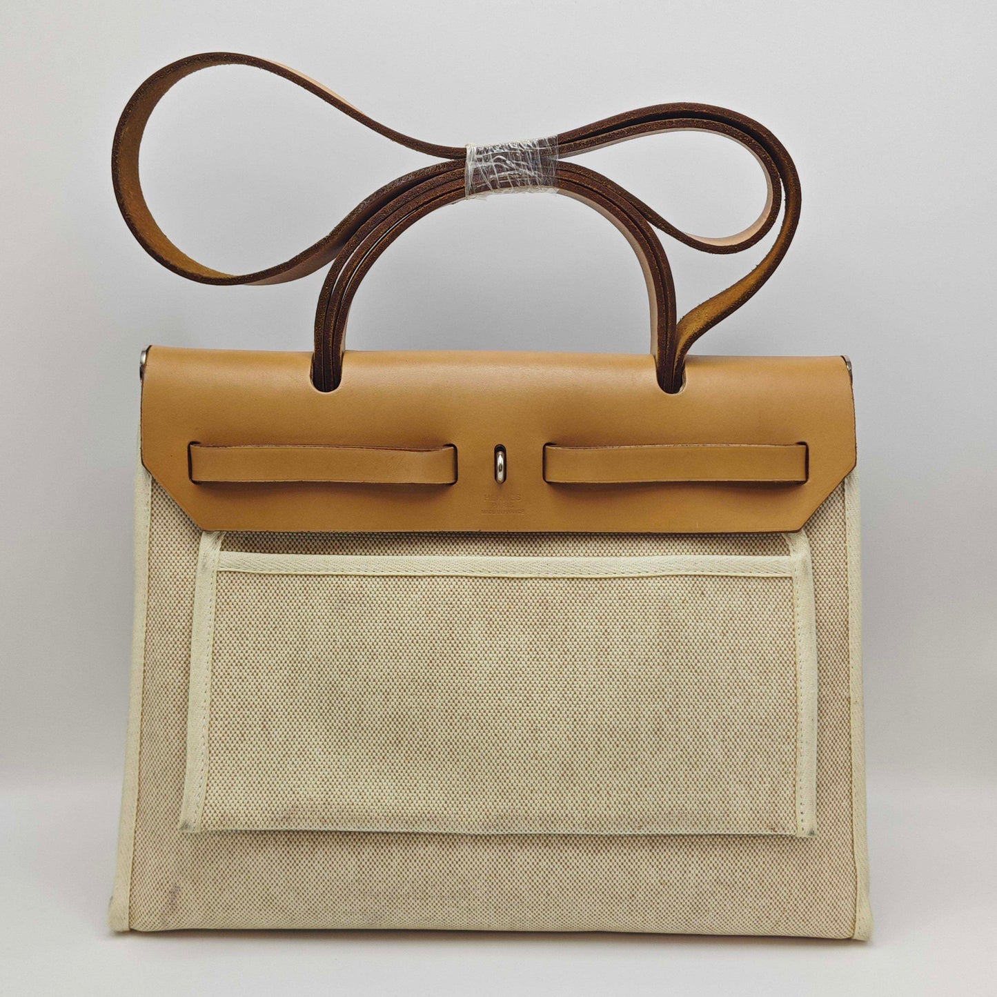 Hermès - Herbag 31 - Brown leather and beige canvas - Beige with Brown accents - (Medium)